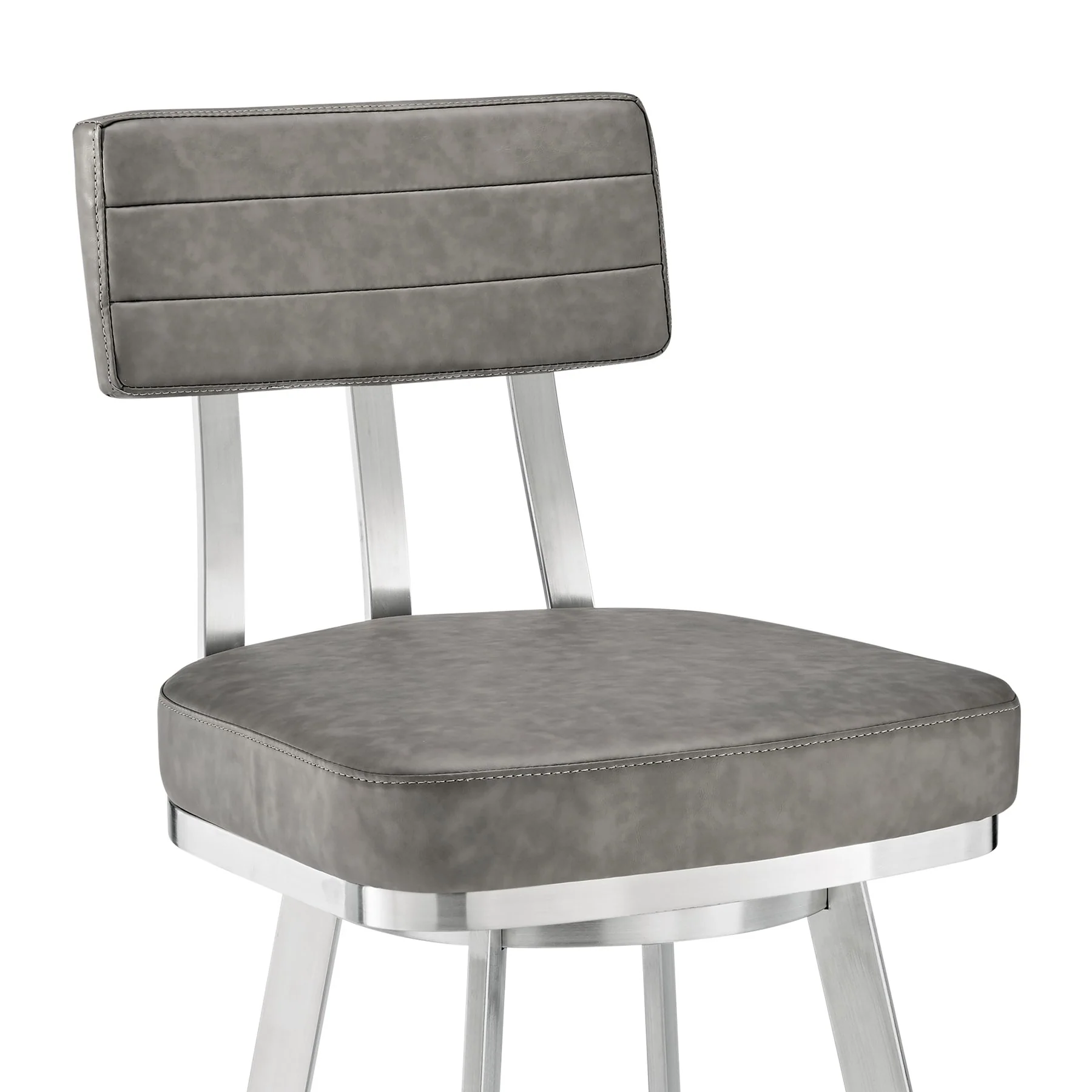 Benjamin 26" Swivel Counter Stool in Brushed Stainless Steel with Gray Faux Leather - Image 6