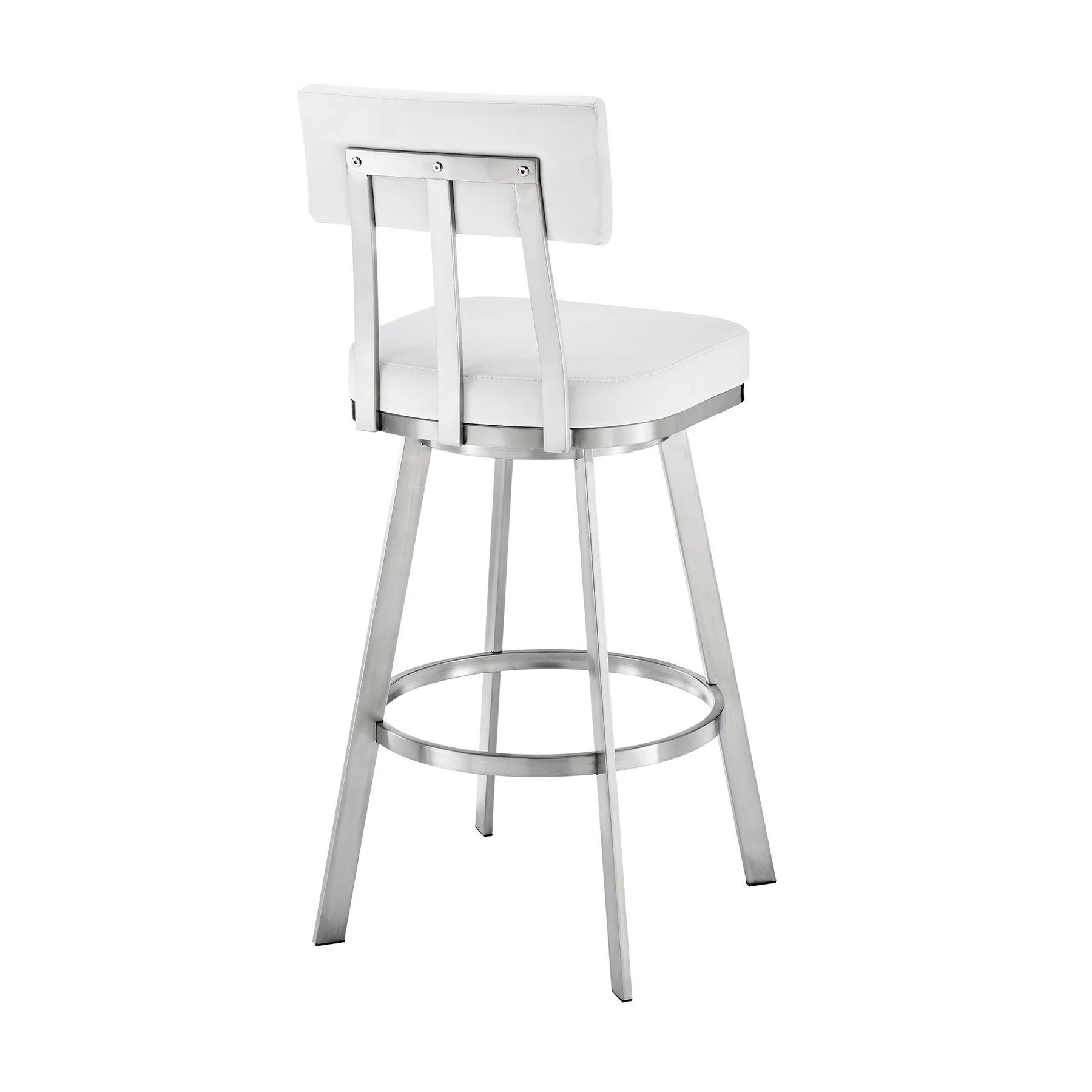Benjamin 26" Swivel Counter Stool in Brushed Stainless Steel with White Faux Leather - Image 5