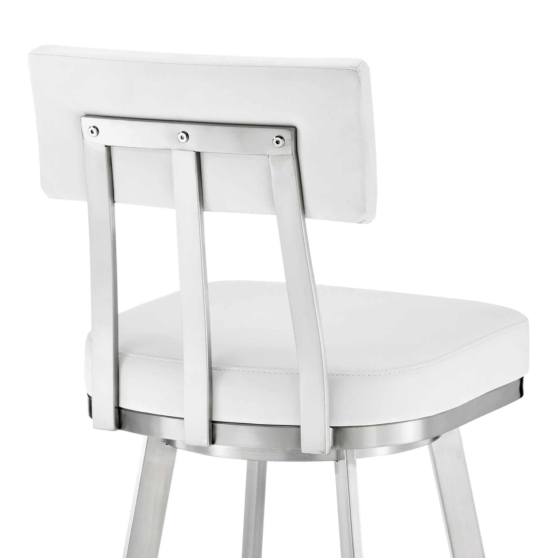 Benjamin 26" Swivel Counter Stool in Brushed Stainless Steel with White Faux Leather - Image 7