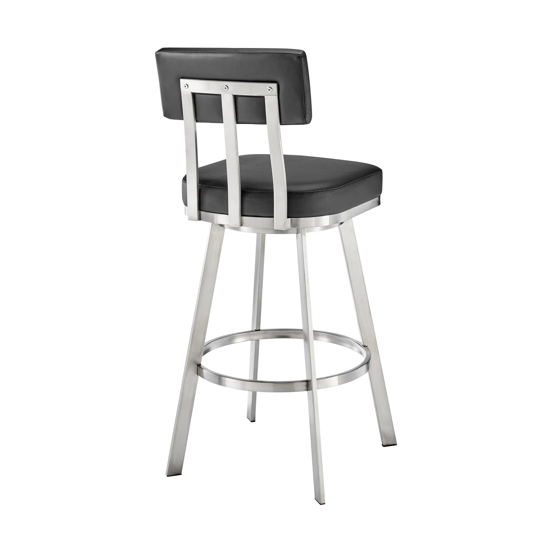 Benjamin 30" Swivel Bar Stool in Brushed Stainless Steel with Black Faux Leather - Image 5
