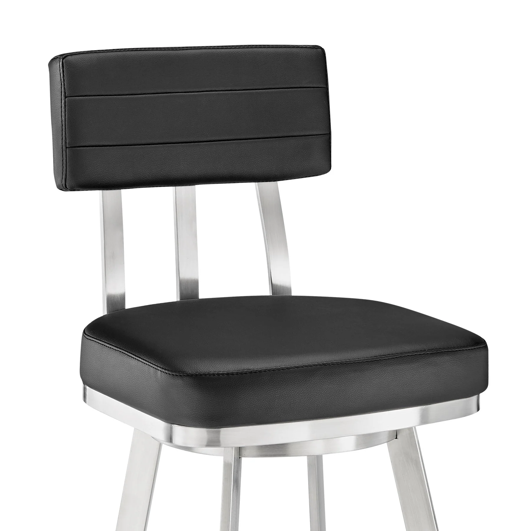 Benjamin 30" Swivel Bar Stool in Brushed Stainless Steel with Black Faux Leather - Image 6