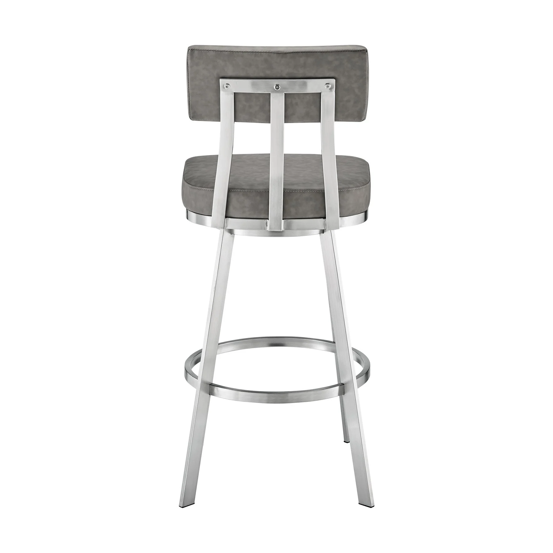 Benjamin 30" Swivel Bar Stool in Brushed Stainless Steel with Gray Faux Leather - Image 4