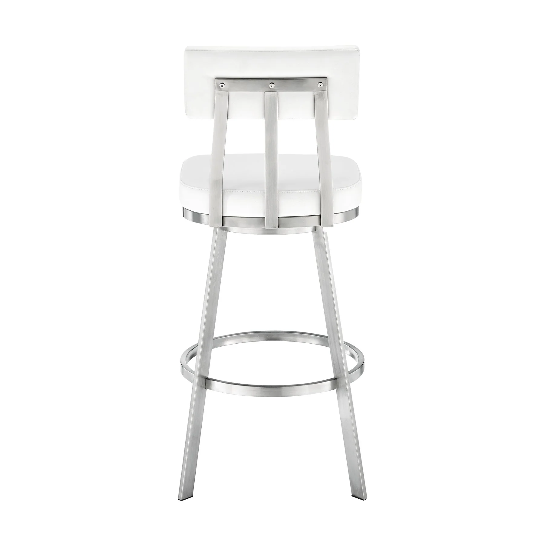 Benjamin 30" Swivel Bar Stool in Brushed Stainless Steel with White Faux Leather - Image 4