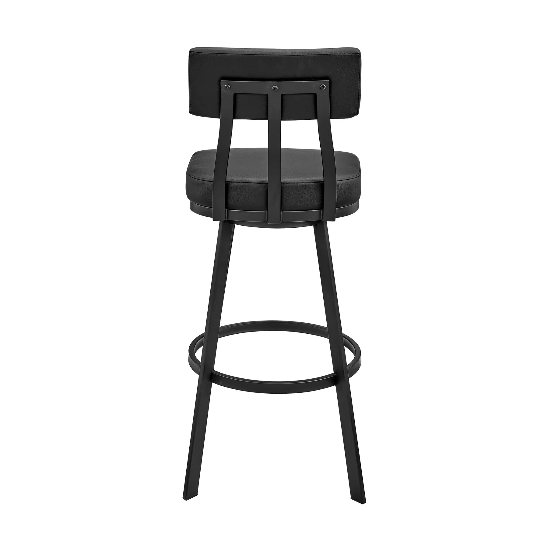 Benjamin Swivel Bar Stool in Black Metal with Black Faux Leather - Image 4
