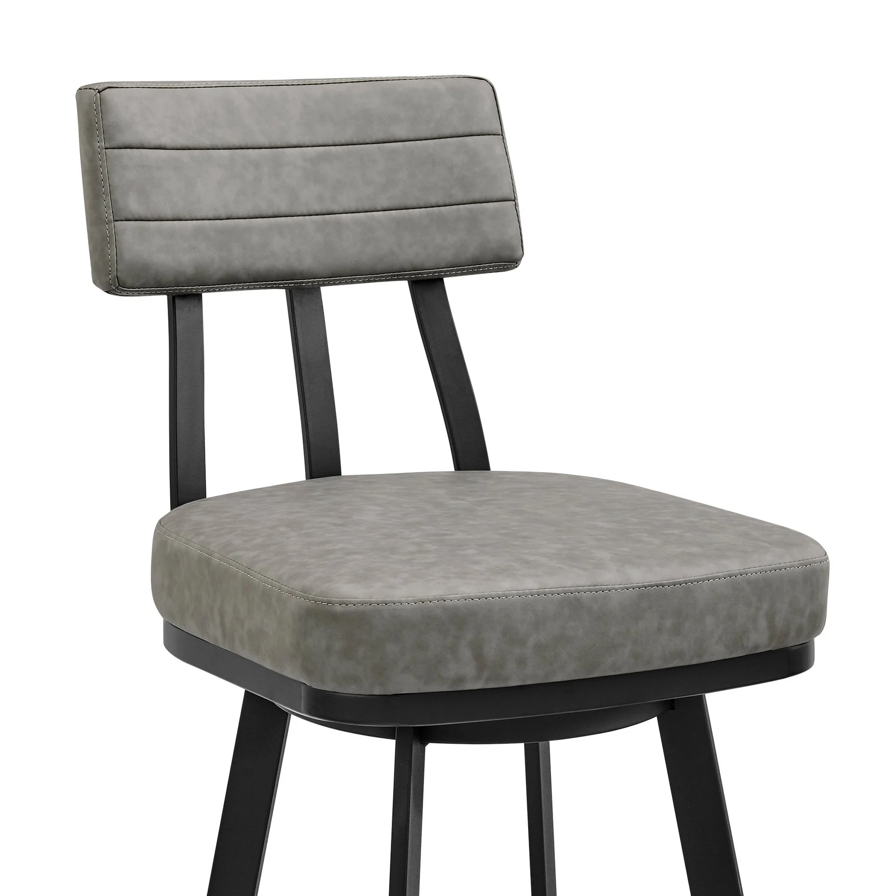 Benjamin Swivel Bar Stool in Black Metal with Gray Faux Leather - Image 6