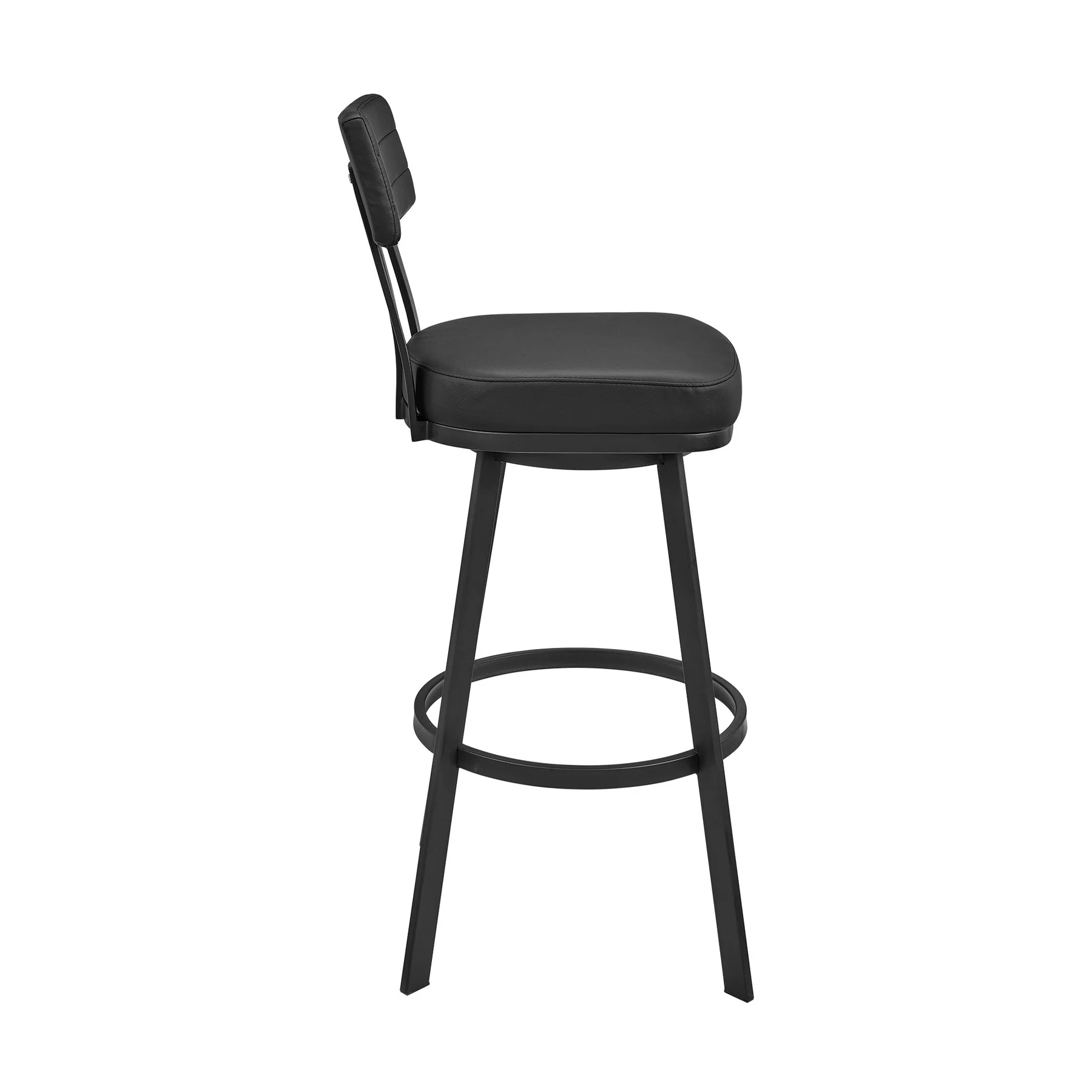 Benjamin Swivel Counter Stool in Black Metal with Black Faux Leather - Image 3