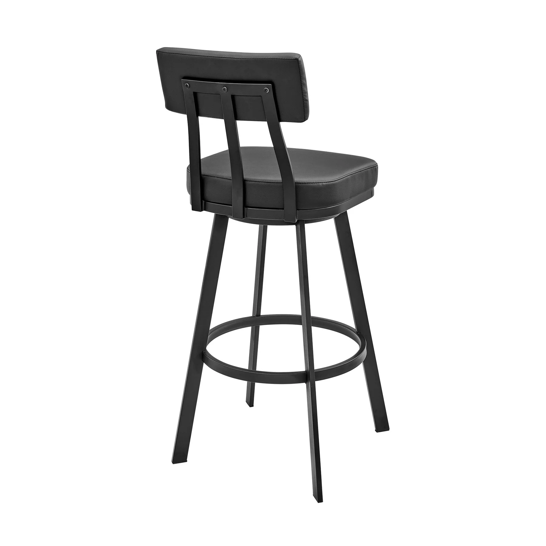 Benjamin Swivel Counter Stool in Black Metal with Black Faux Leather - Image 5