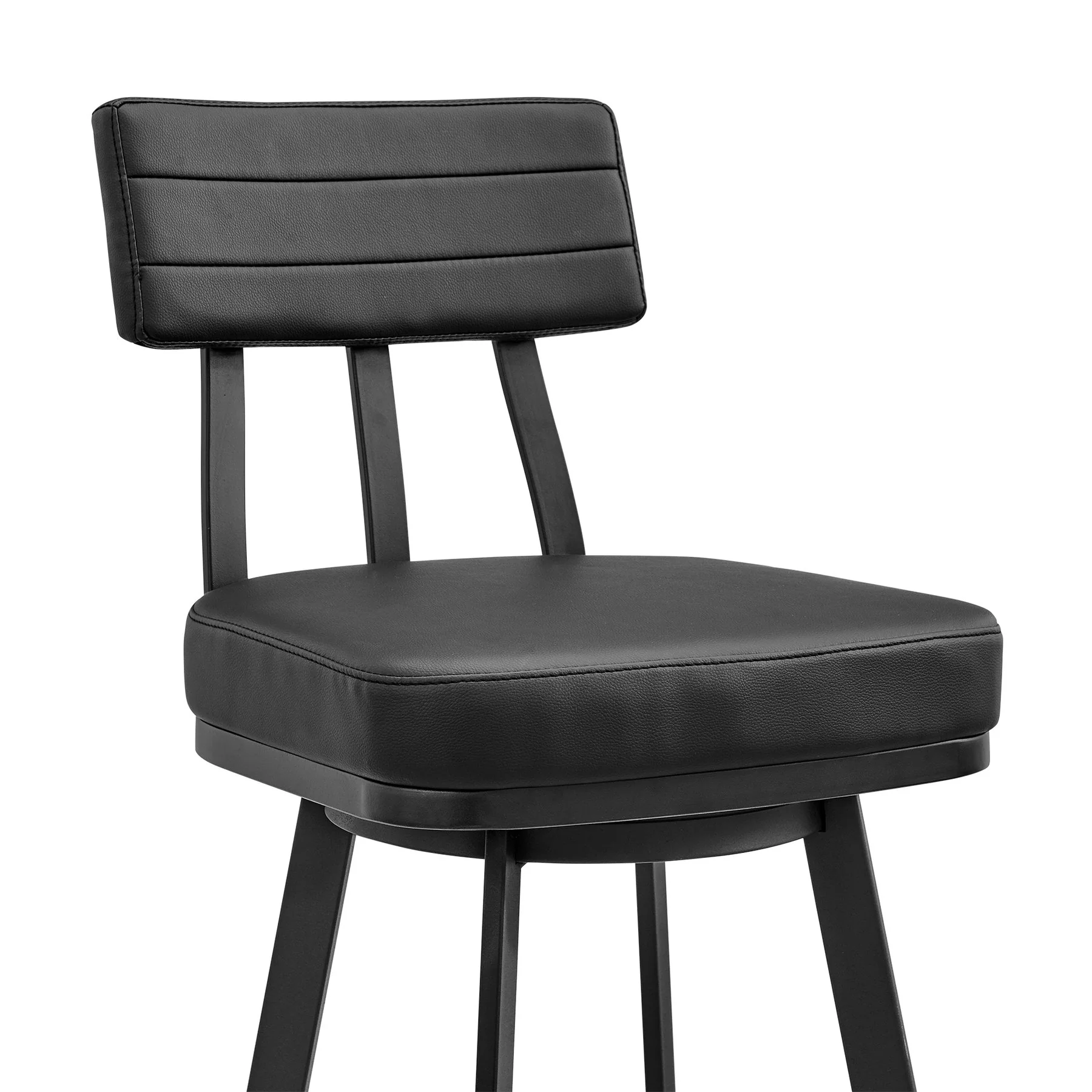 Benjamin Swivel Counter Stool in Black Metal with Black Faux Leather - Image 6