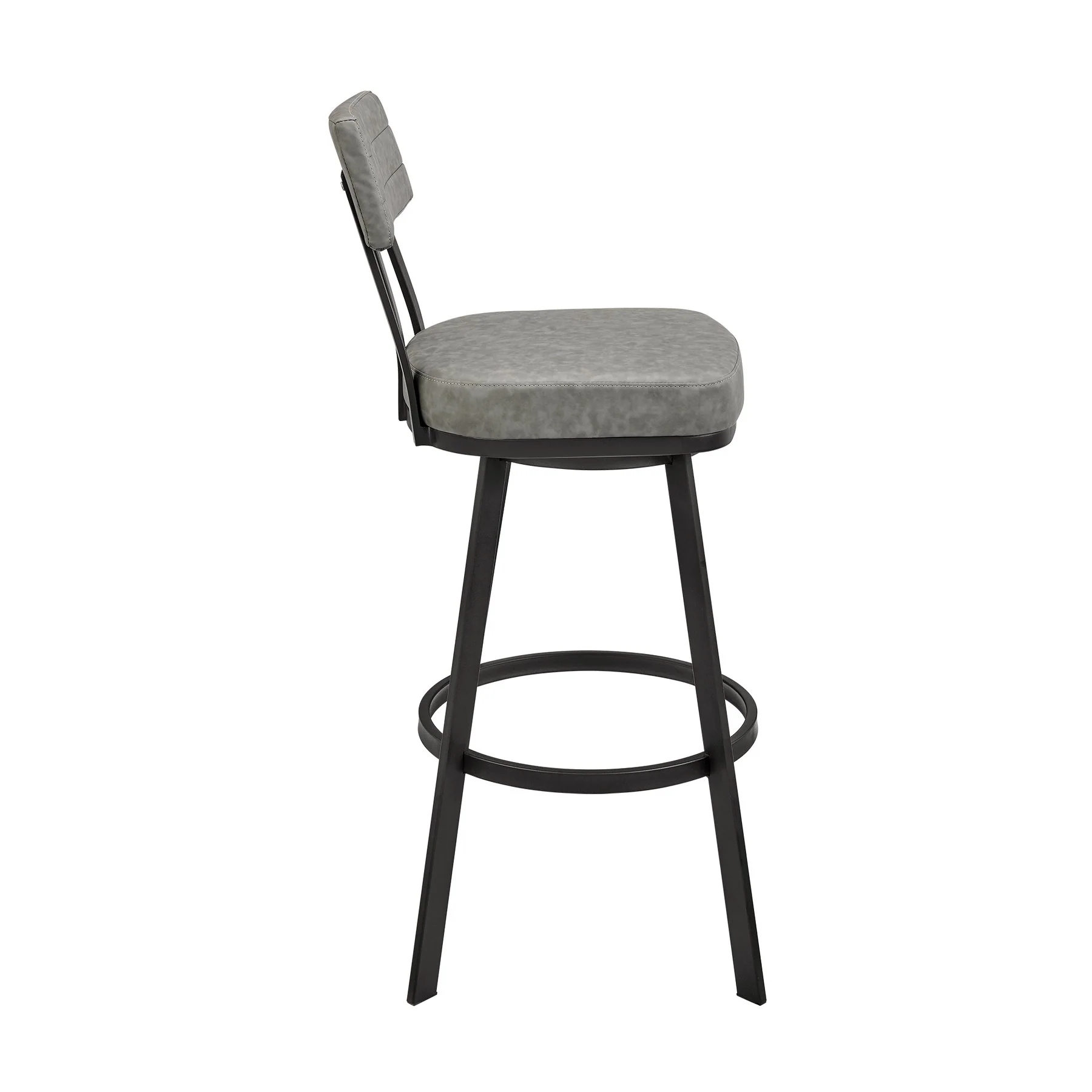 Benjamin Swivel Counter Stool in Black Metal with Gray Faux Leather - Image 3