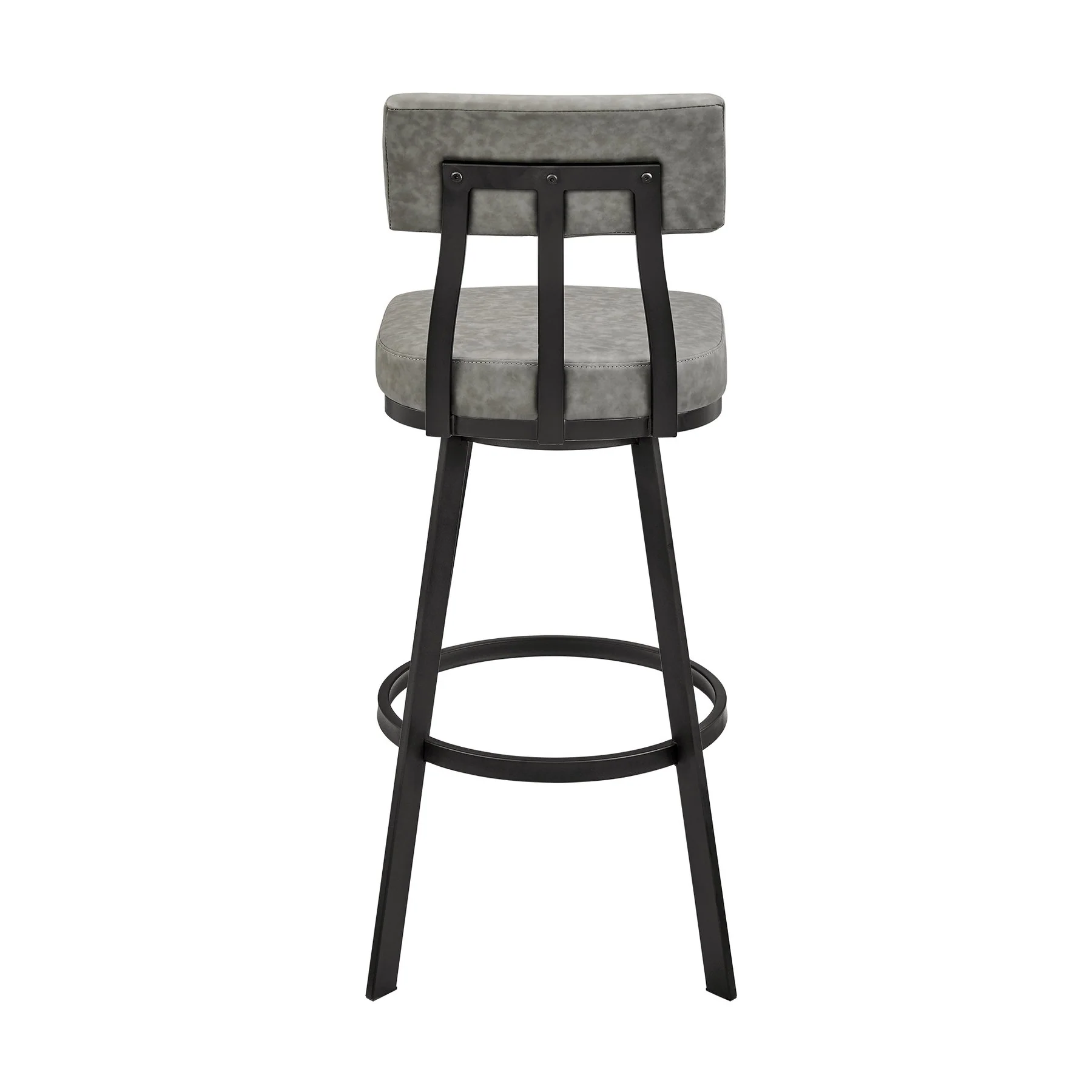 Benjamin Swivel Counter Stool in Black Metal with Gray Faux Leather - Image 4