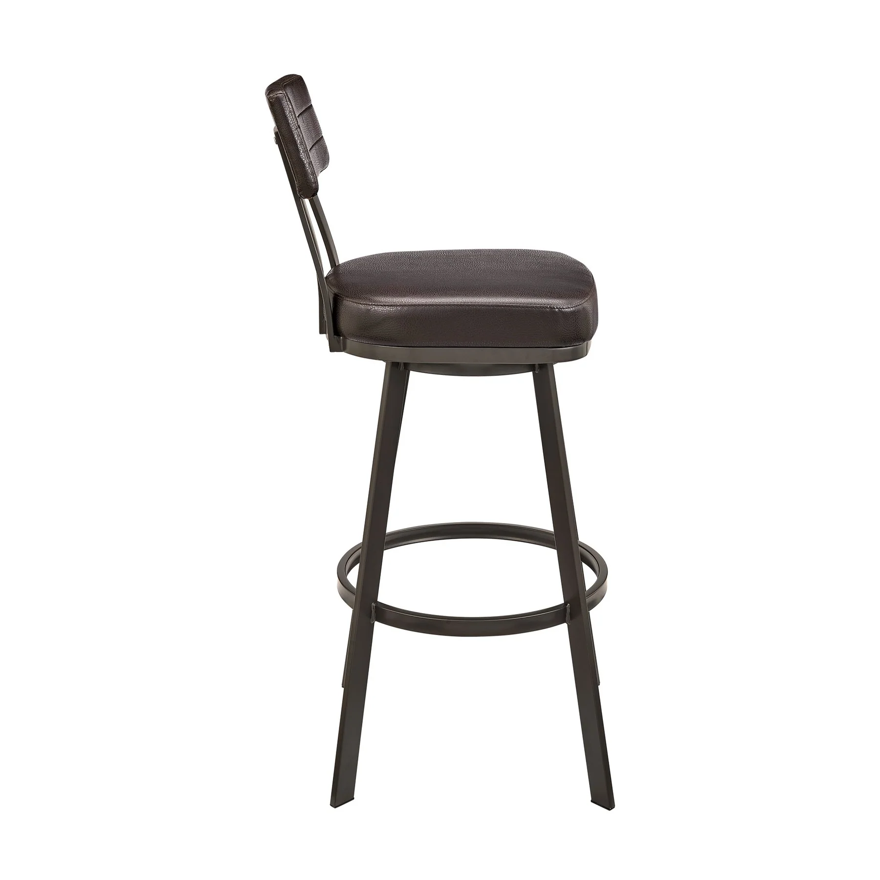 Benjamin Swivel Counter Stool in Brown Metal with Brown Faux Leather - Image 3