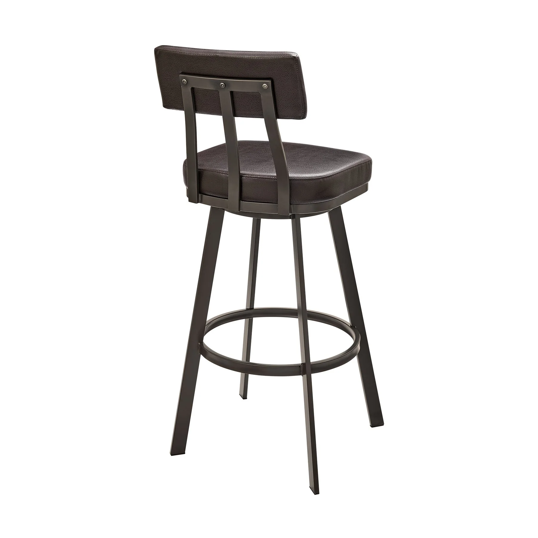 Benjamin Swivel Counter Stool in Brown Metal with Brown Faux Leather - Image 5