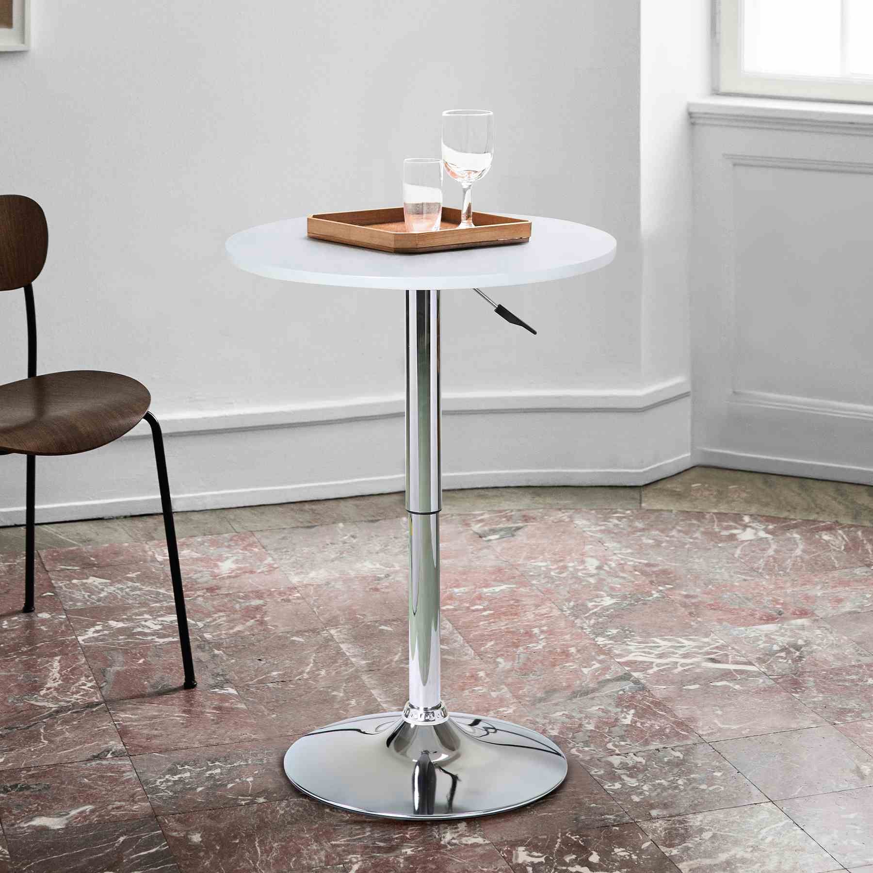 Bentley Adjustable Pub Table in White and Chrome Metal finish - Image 3