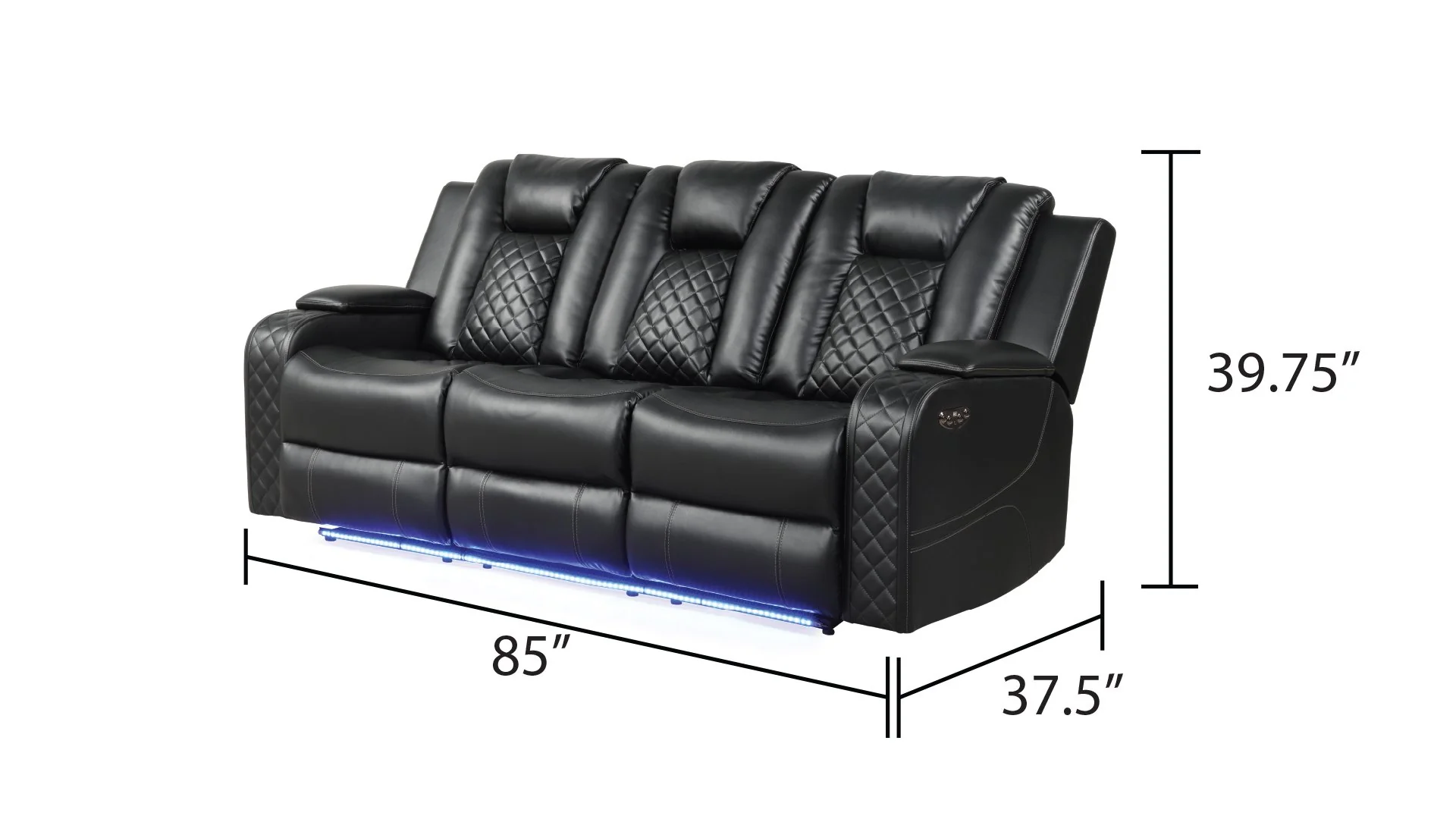 Benz 2PC Living Room Set Black - Image 3