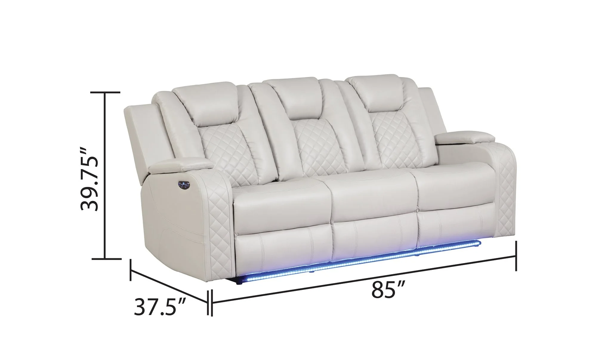 Benz 3 PC Living Room Set Ice - Image 3