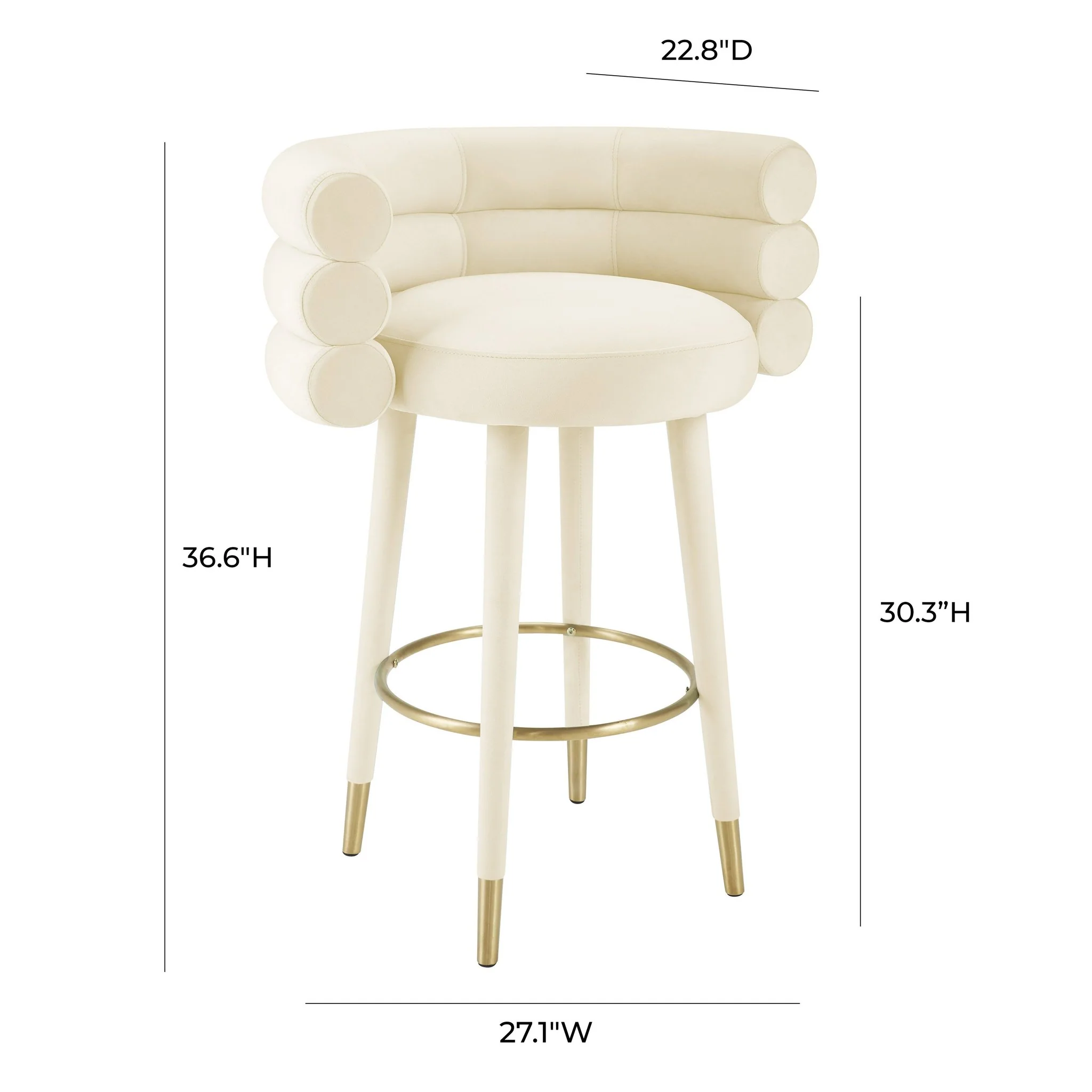 Betty Cream Velvet Barstool - Image 5