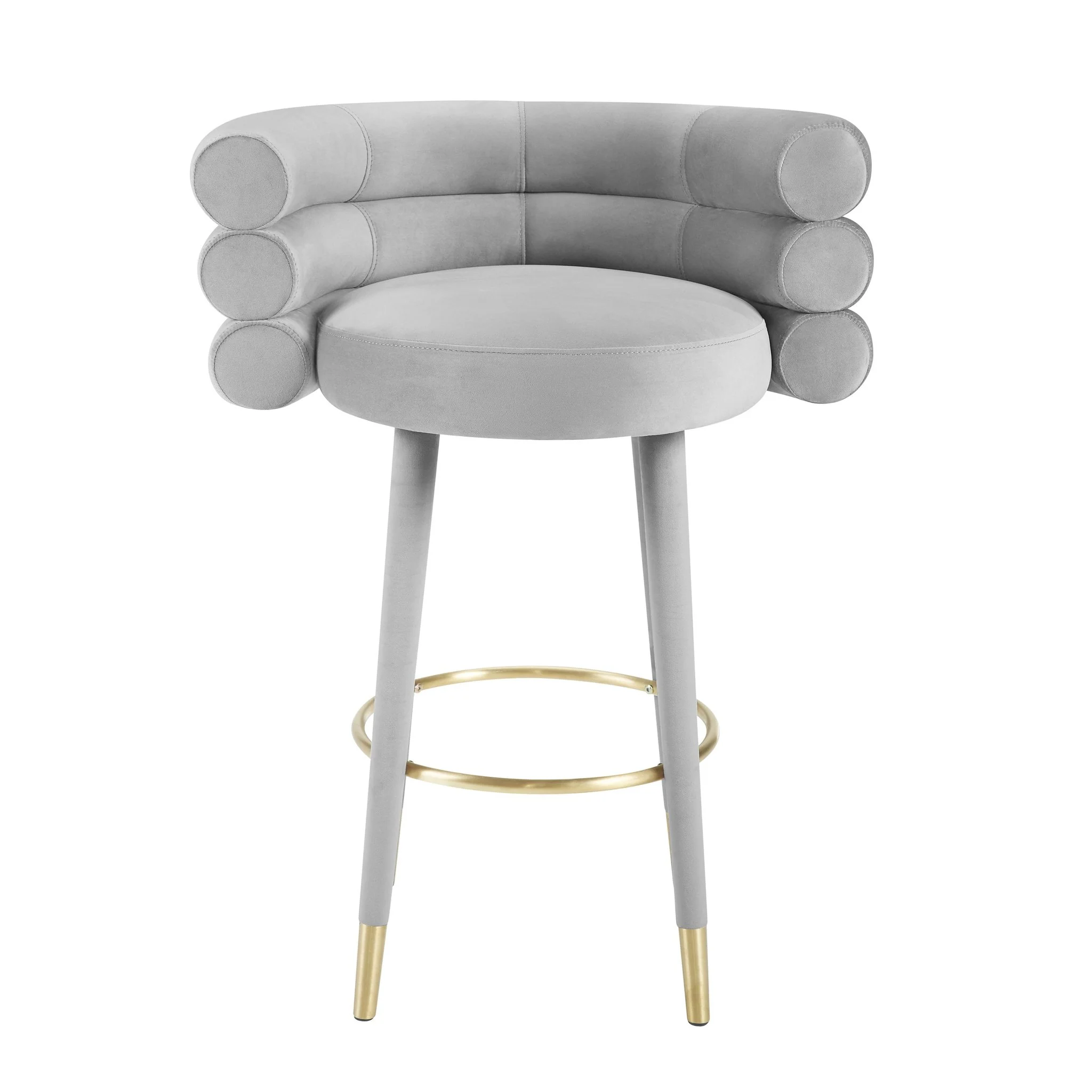 Betty Grey Velvet Barstool - Image 3