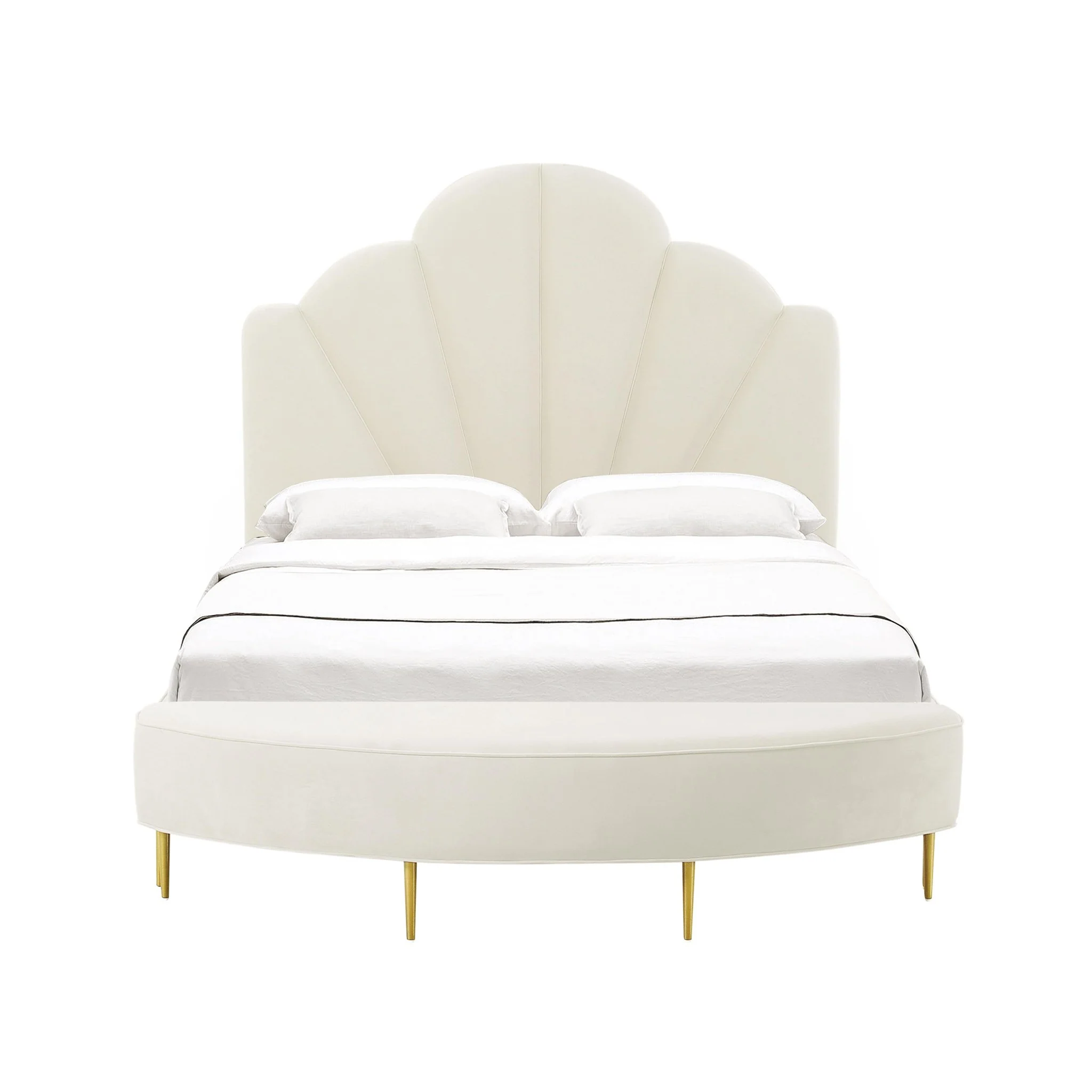 Bianca Cream Velvet Bed in Full - Image 7