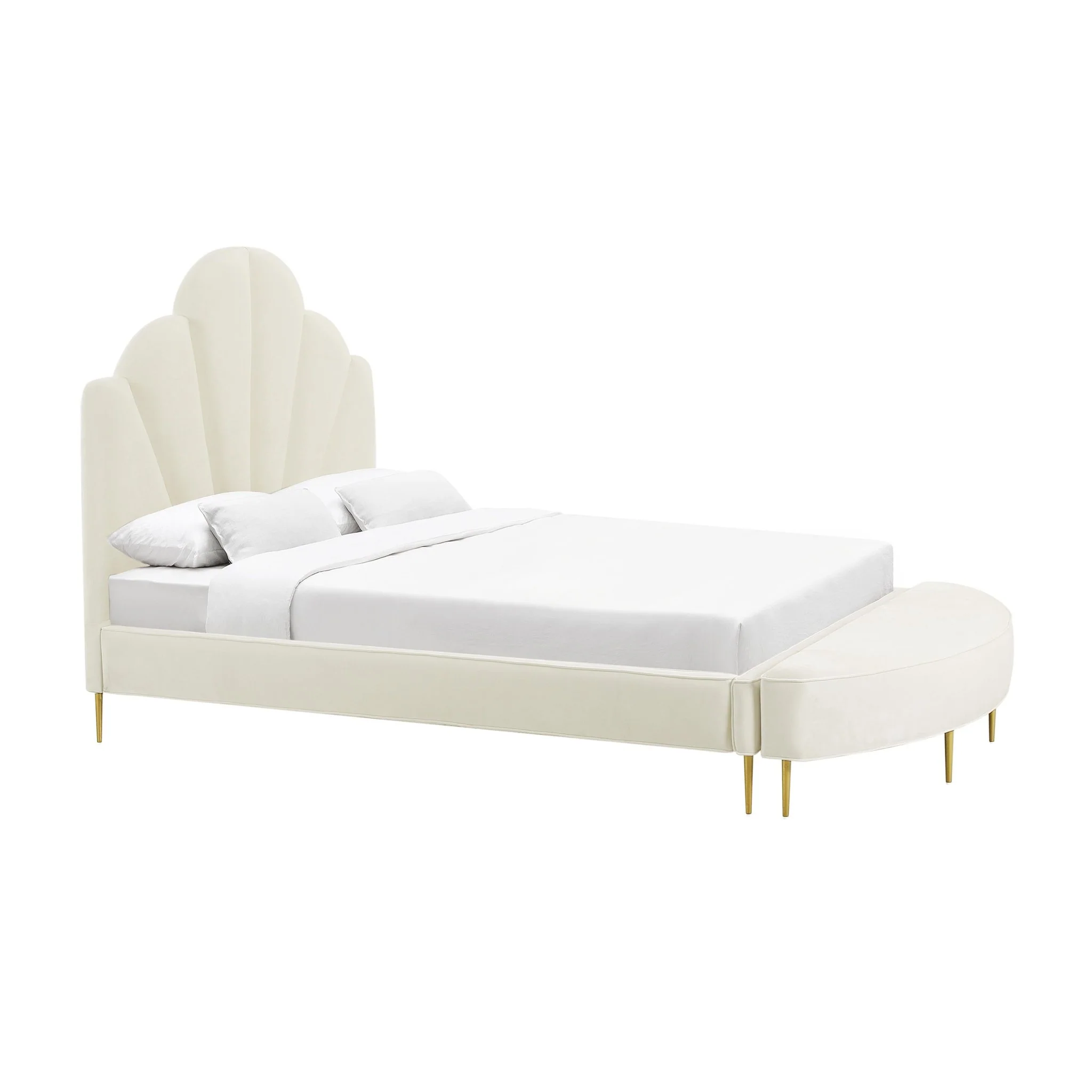 Bianca Cream Velvet Bed in Full - Image 8