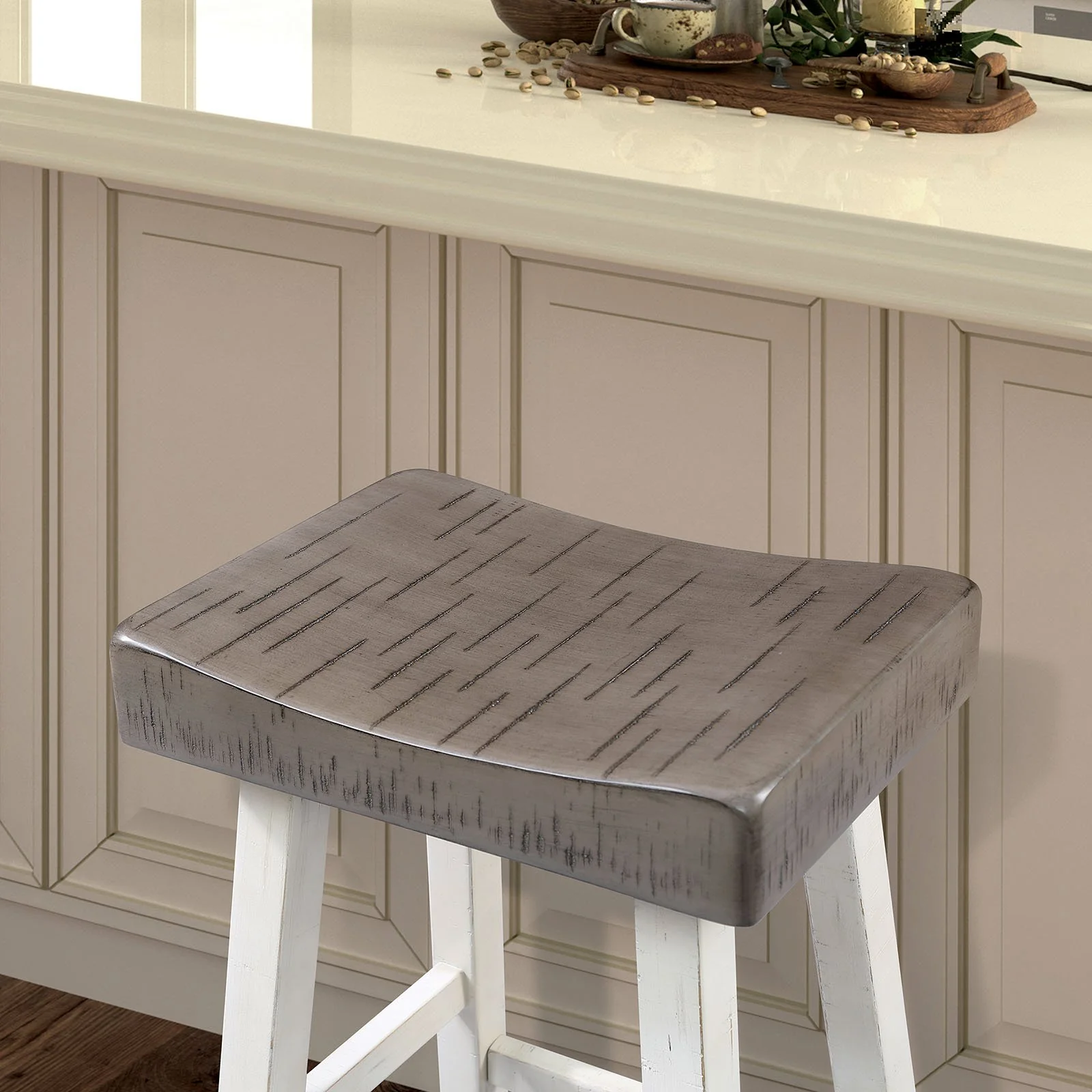 Biasca 24" Stool, (2/CTN), Gray/White - Image 3