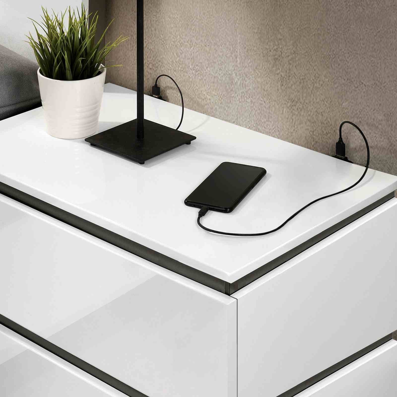 Birsfelden Nightstand w/ USB, White - Image 3