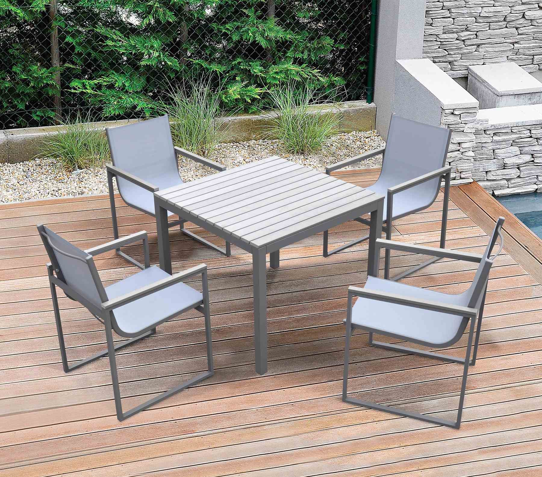 Bistro Dining Set Gray Powder Coated Finish (Table with 4 chairs) - Image 9