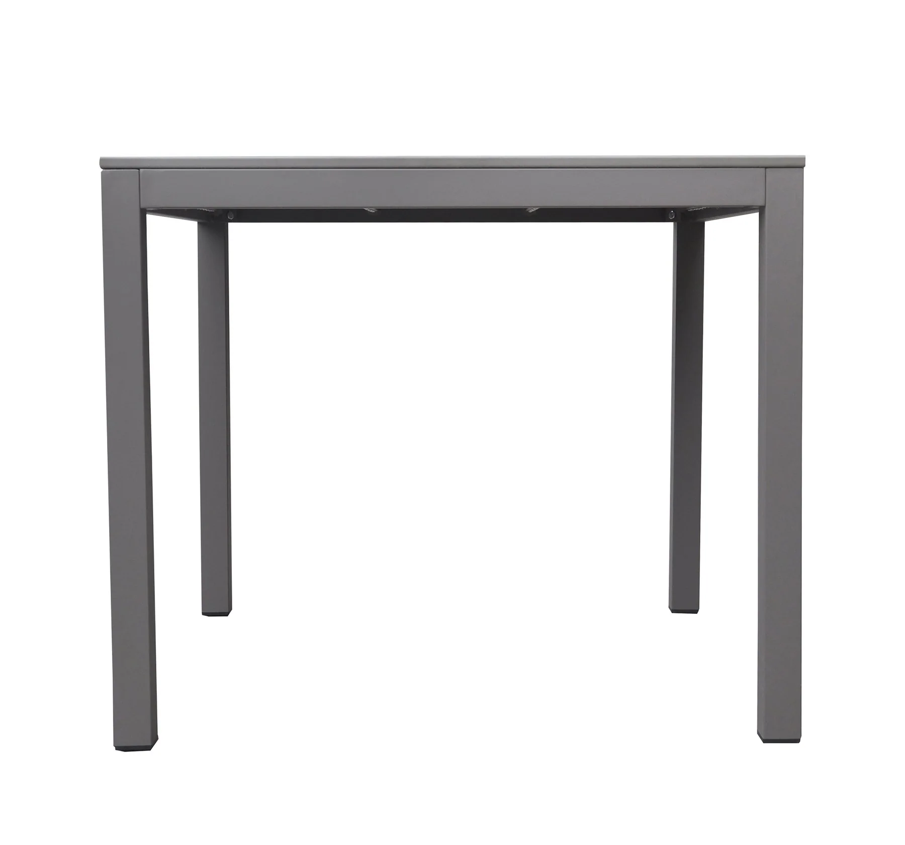 Bistro Outdoor Patio Dining Table in Gray Powder Coated Finish with Gray Wood Top - Image 2