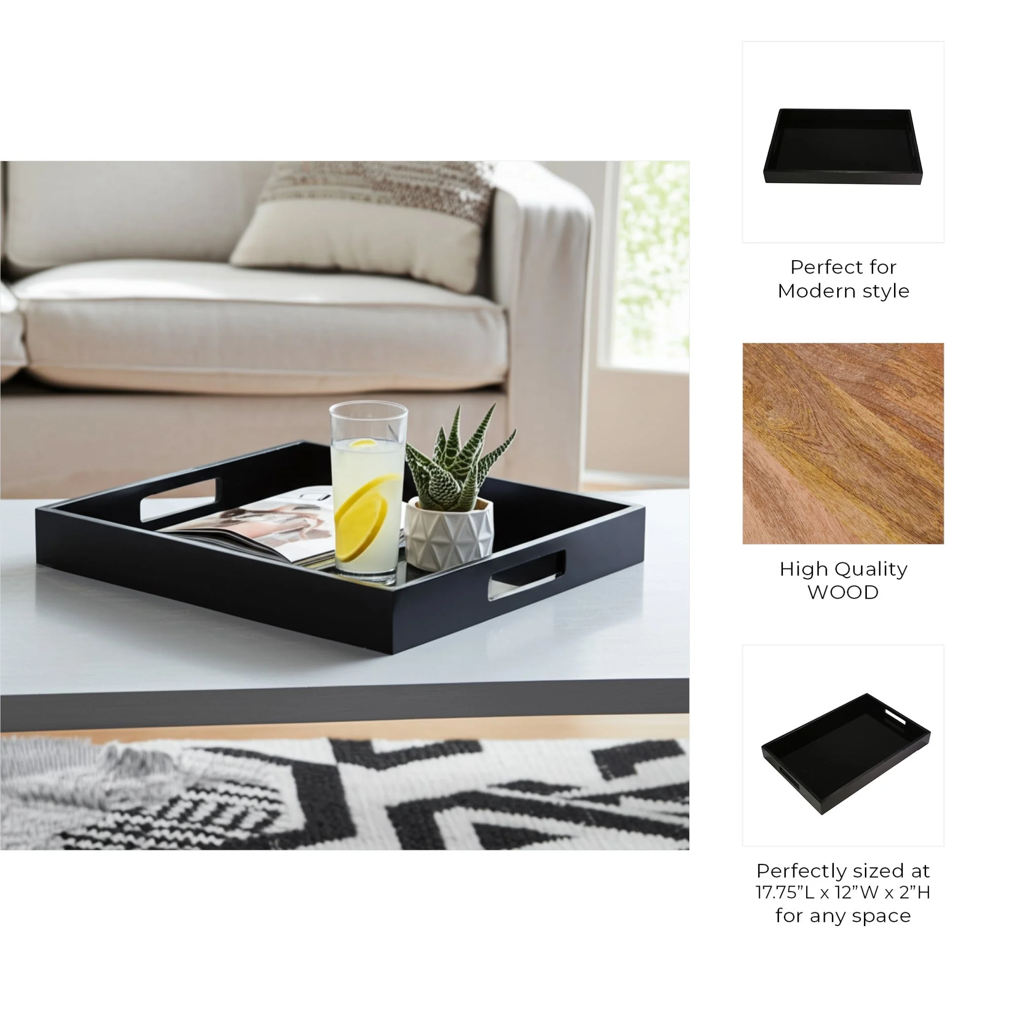 Black Wood/glass Tray - Image 5