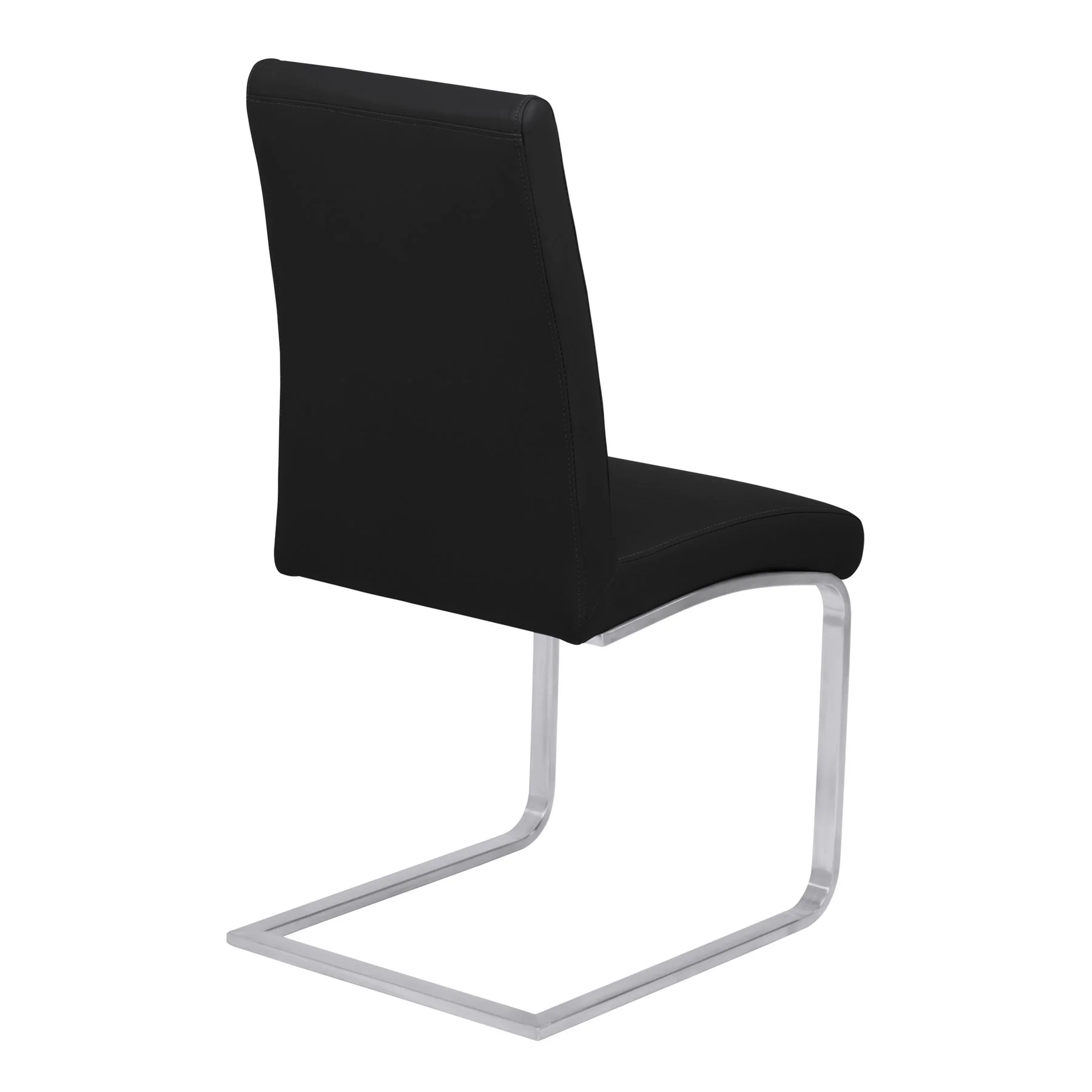 Blanca Contemporary Dining Chair in Black Faux Leather with Brushed Stainless Steel Finish - Set of 2 - Image 3