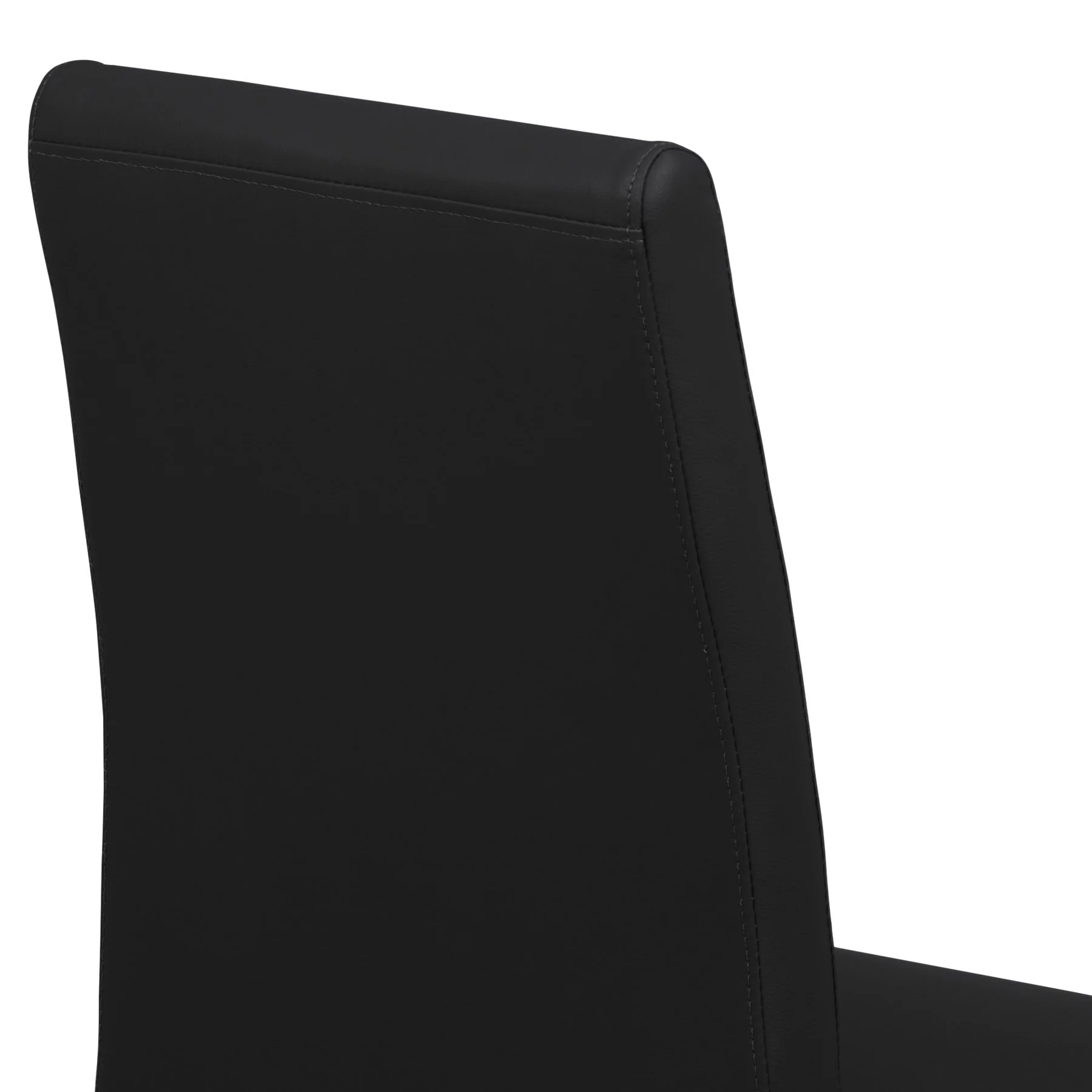 Blanca Contemporary Dining Chair in Black Faux Leather with Brushed Stainless Steel Finish - Set of 2 - Image 5