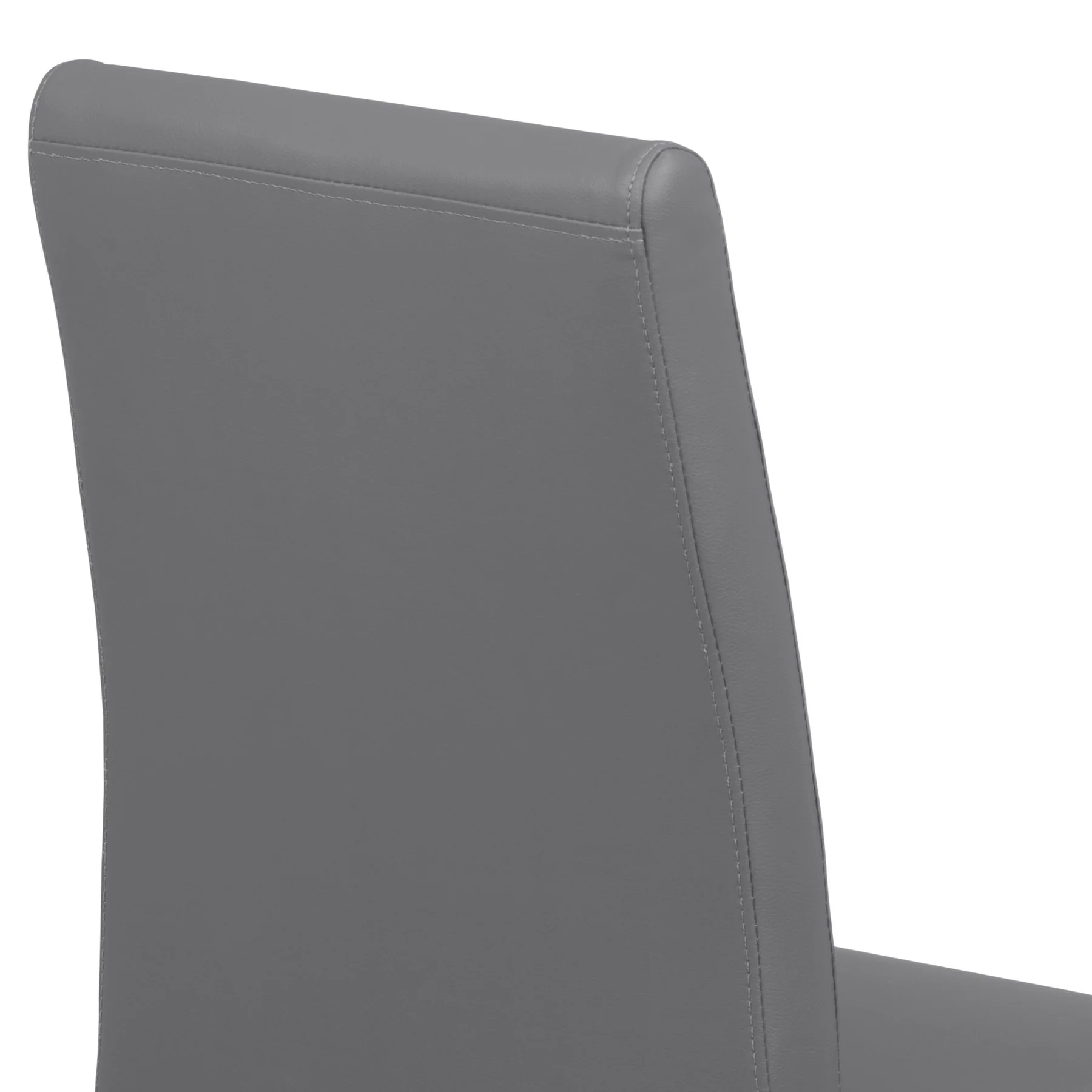 Blanca Contemporary Dining Chair in Gray Faux Leather with Brushed Stainless Steel Finish - Set of 2 - Image 5