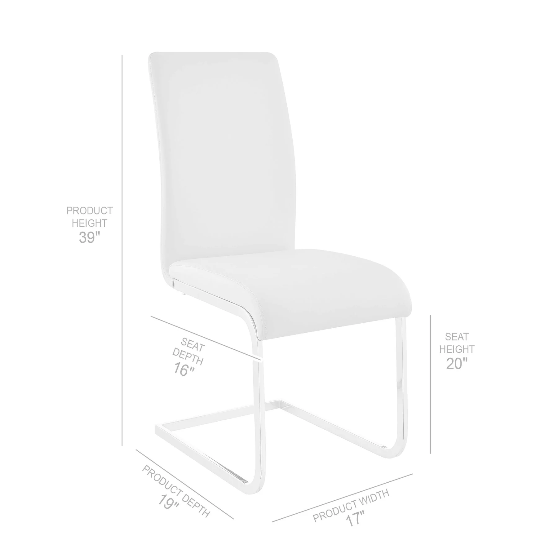 Blanca Contemporary Dining Chair in White Faux Leather with Brushed Stainless Steel Finish - Set of 2 - Image 3