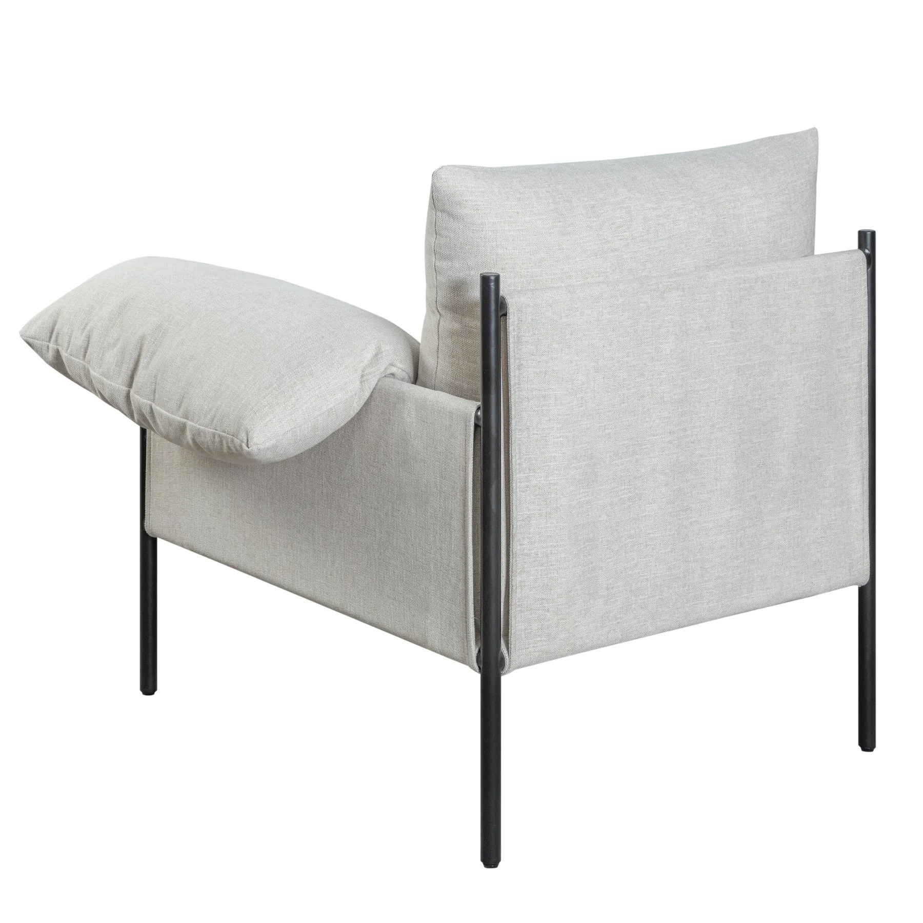 Bloom Accent Chair in Soft Oat Fabric  with Black Finish - Image 3