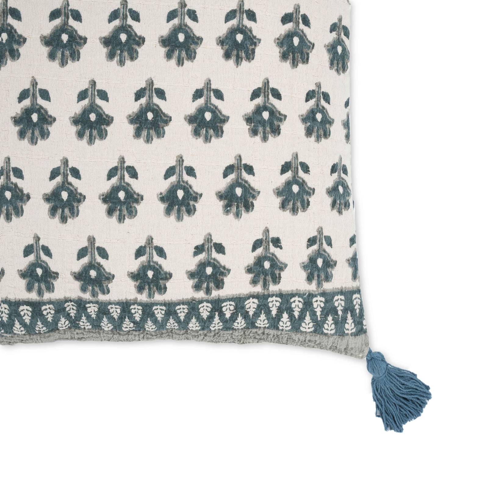 Blossom Printed Cotton Tassel 20 Inch Accent Cushion - Image 8