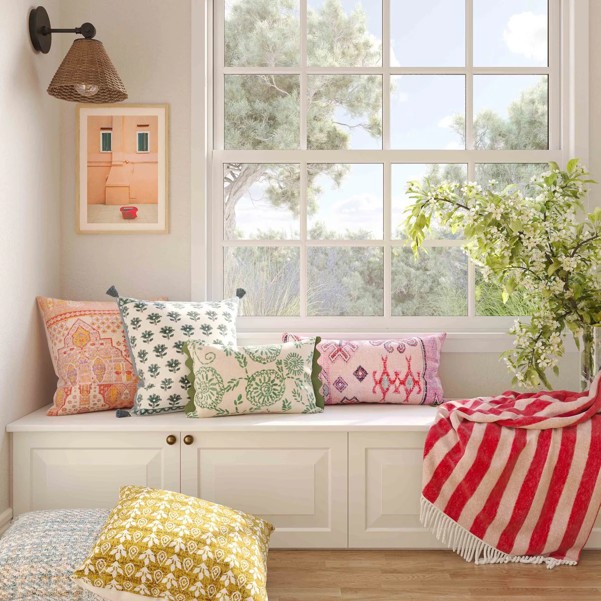 Blossom Printed Cotton Tassel Accent Cushion - COVER - Image 2