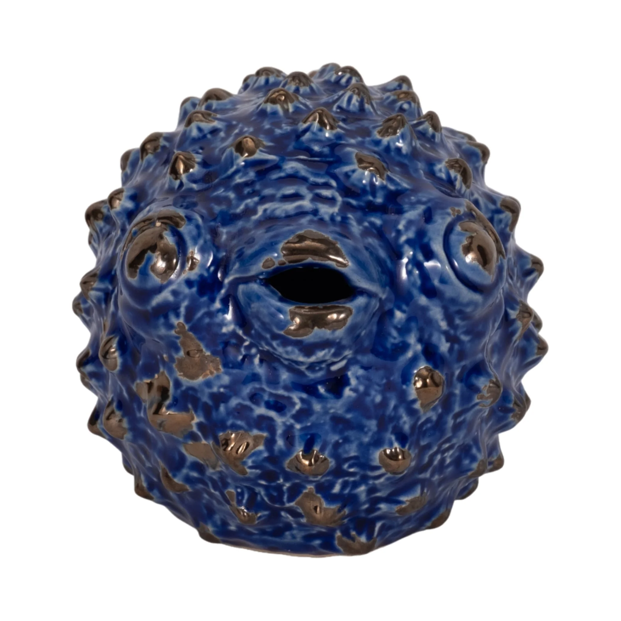 Blue Ceramic Puffer Fish 10 - Image 3