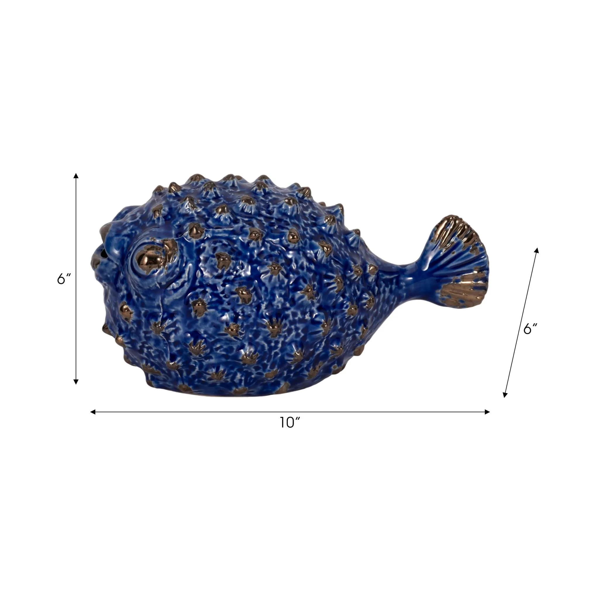 Blue Ceramic Puffer Fish 10 - Image 8