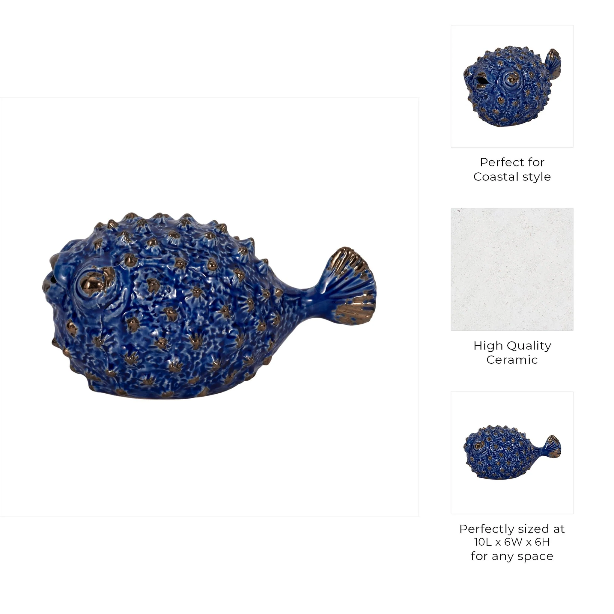Blue Ceramic Puffer Fish 10 - Image 9