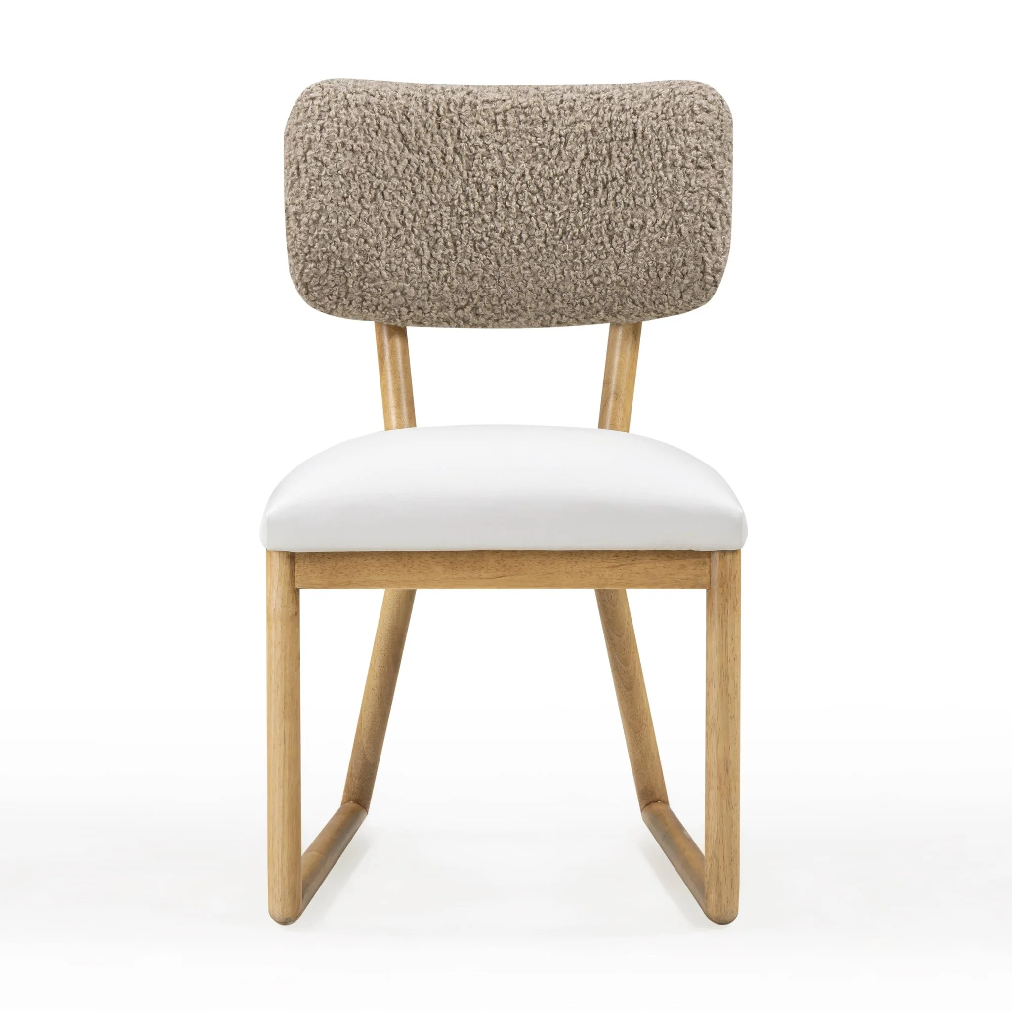 Bobbie Cream Vegan Leather and Grey Vegan Shearling Dining Chair - Image 3