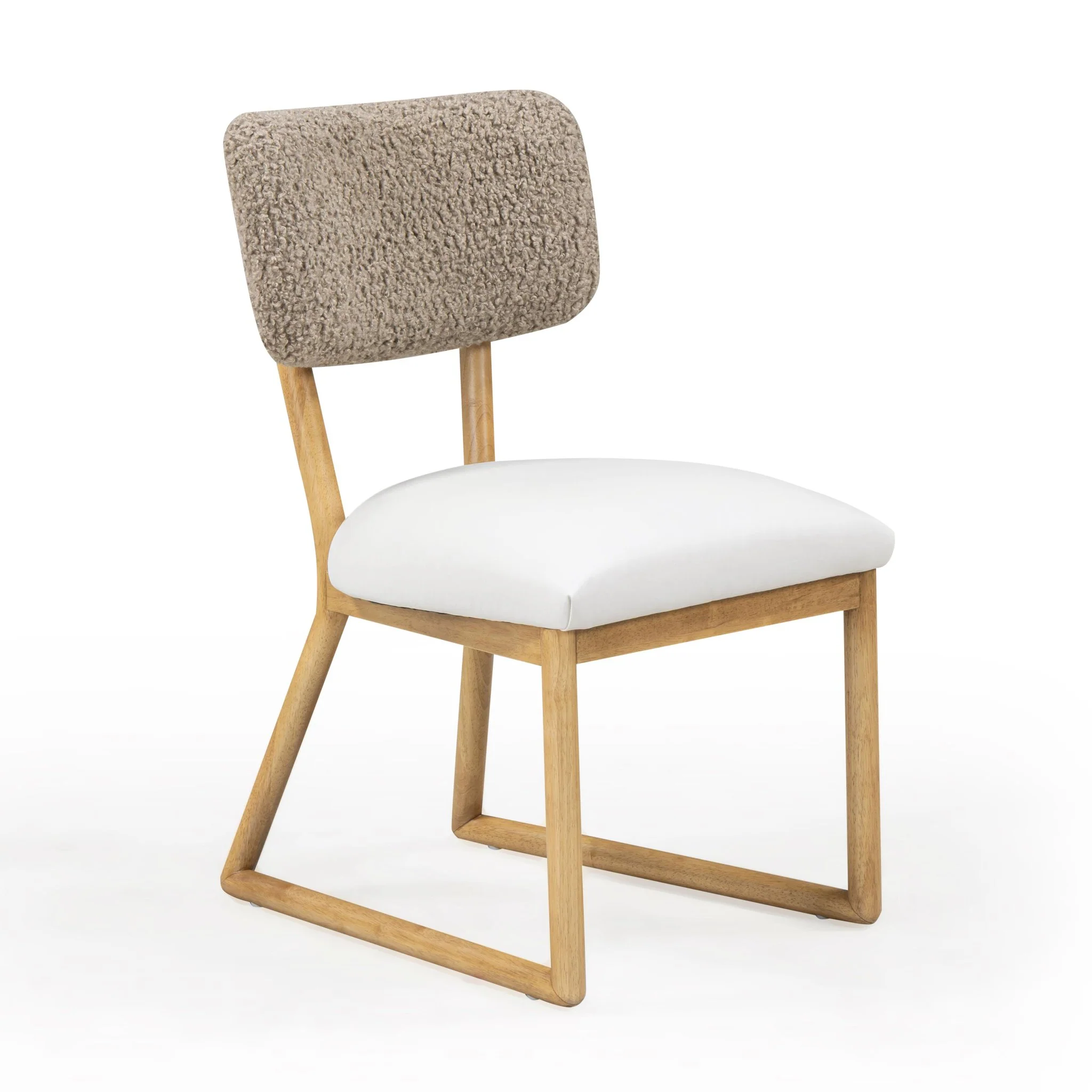 Bobbie Cream Vegan Leather and Grey Vegan Shearling Dining Chair - Image 4