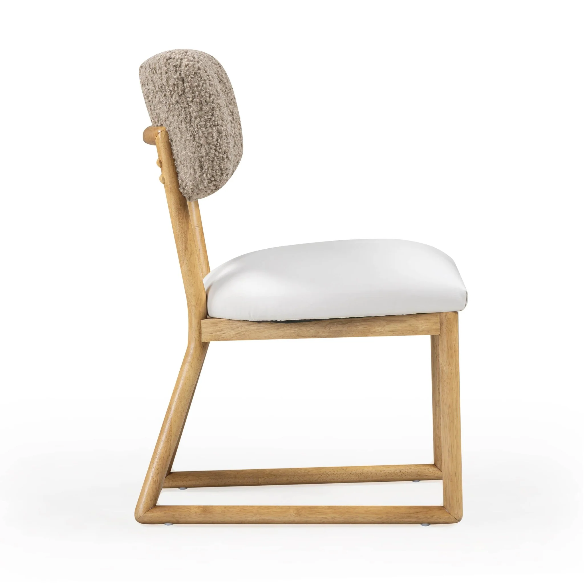 Bobbie Cream Vegan Leather and Grey Vegan Shearling Dining Chair - Image 5