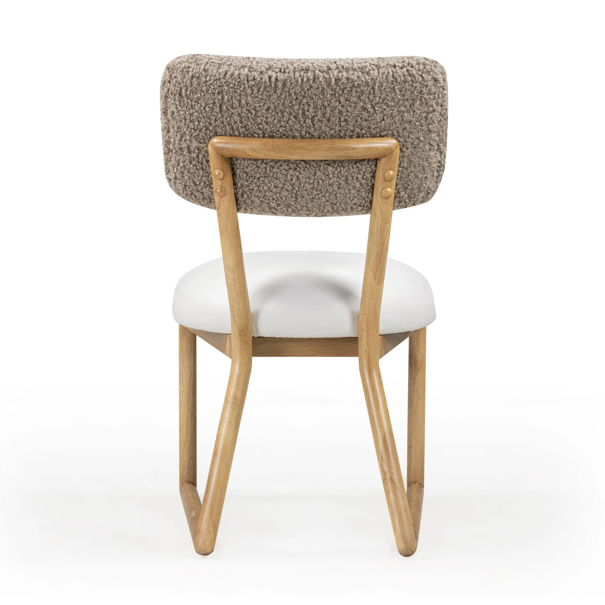 Bobbie Cream Vegan Leather and Grey Vegan Shearling Dining Chair - Image 6