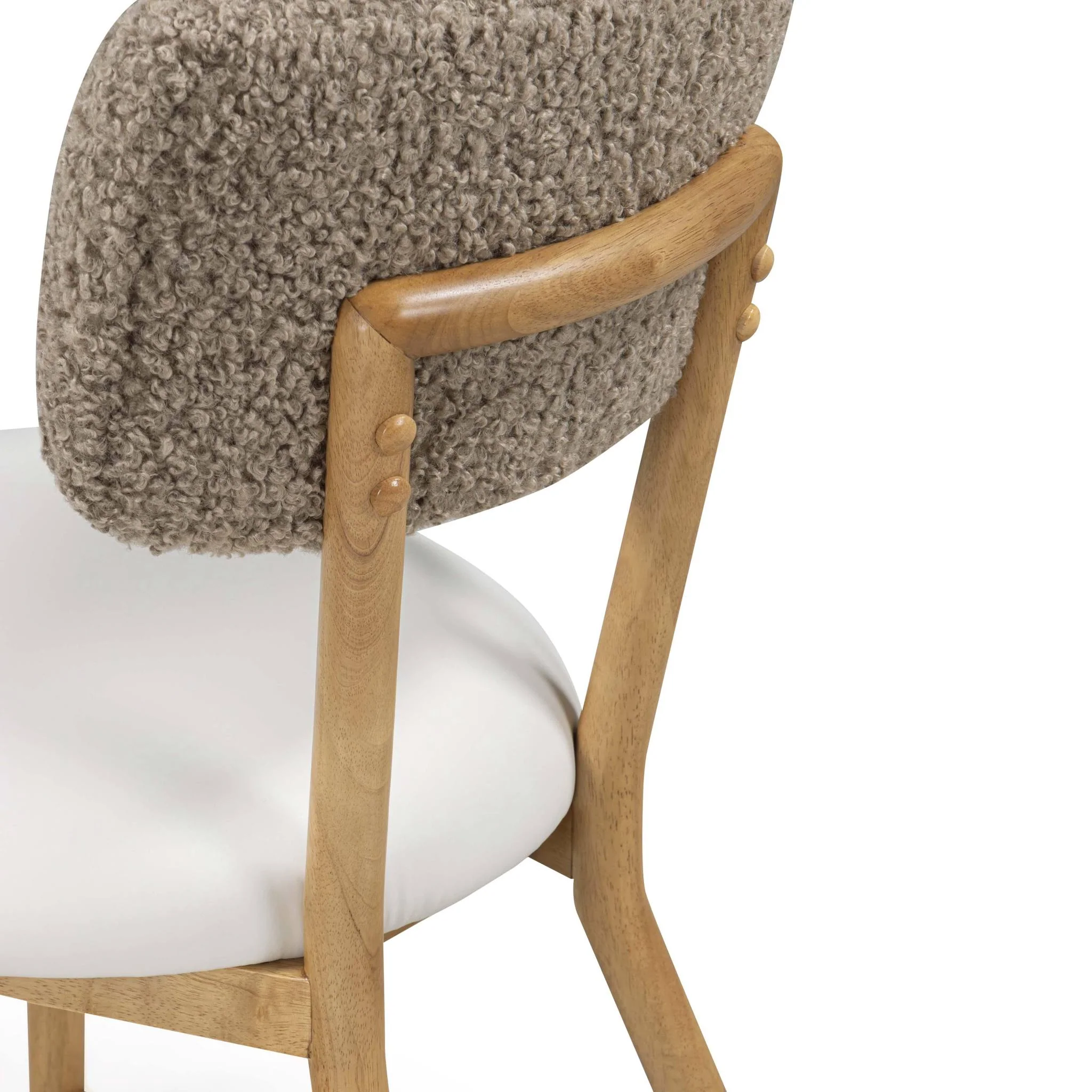 Bobbie Cream Vegan Leather and Grey Vegan Shearling Dining Chair - Image 7