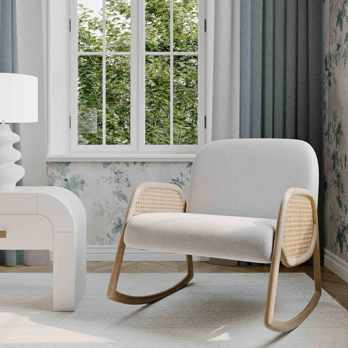 Bonney Cream Performance Fabric Rocking Chair - Image 2