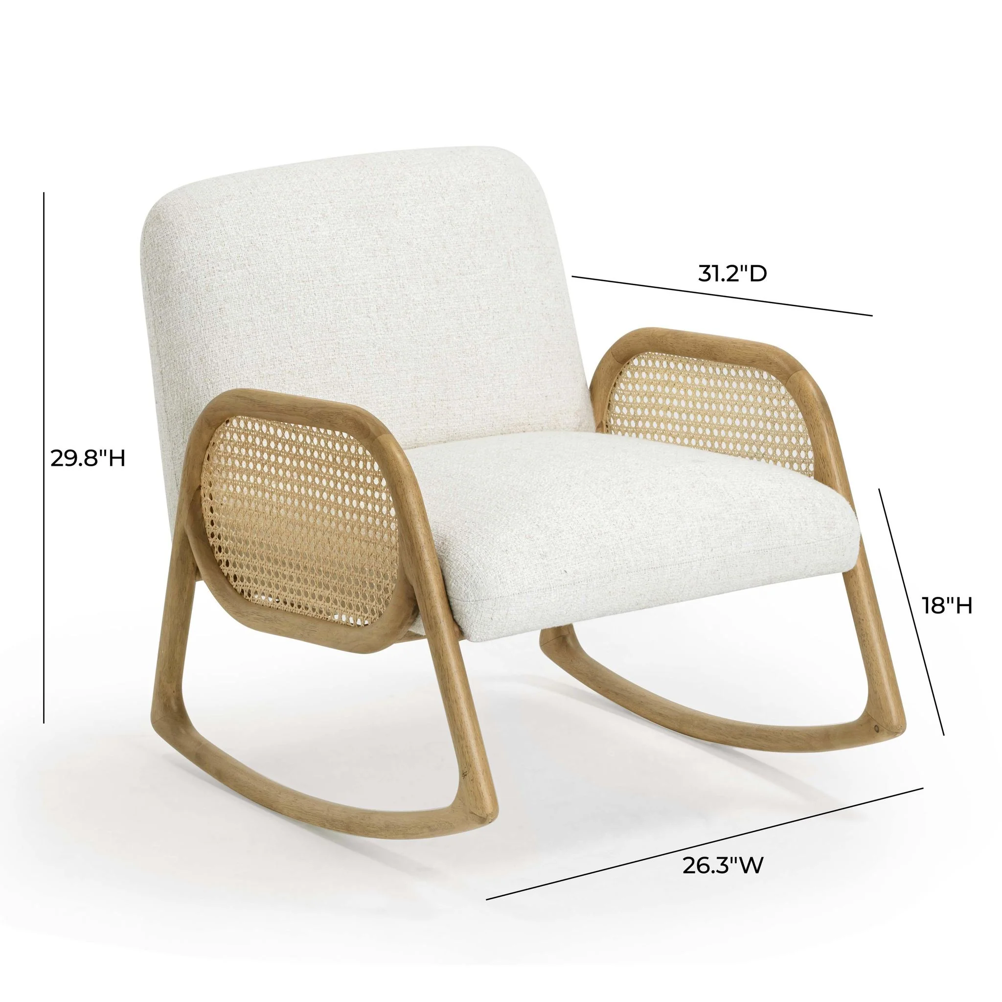 Bonney Cream Performance Fabric Rocking Chair - Image 7