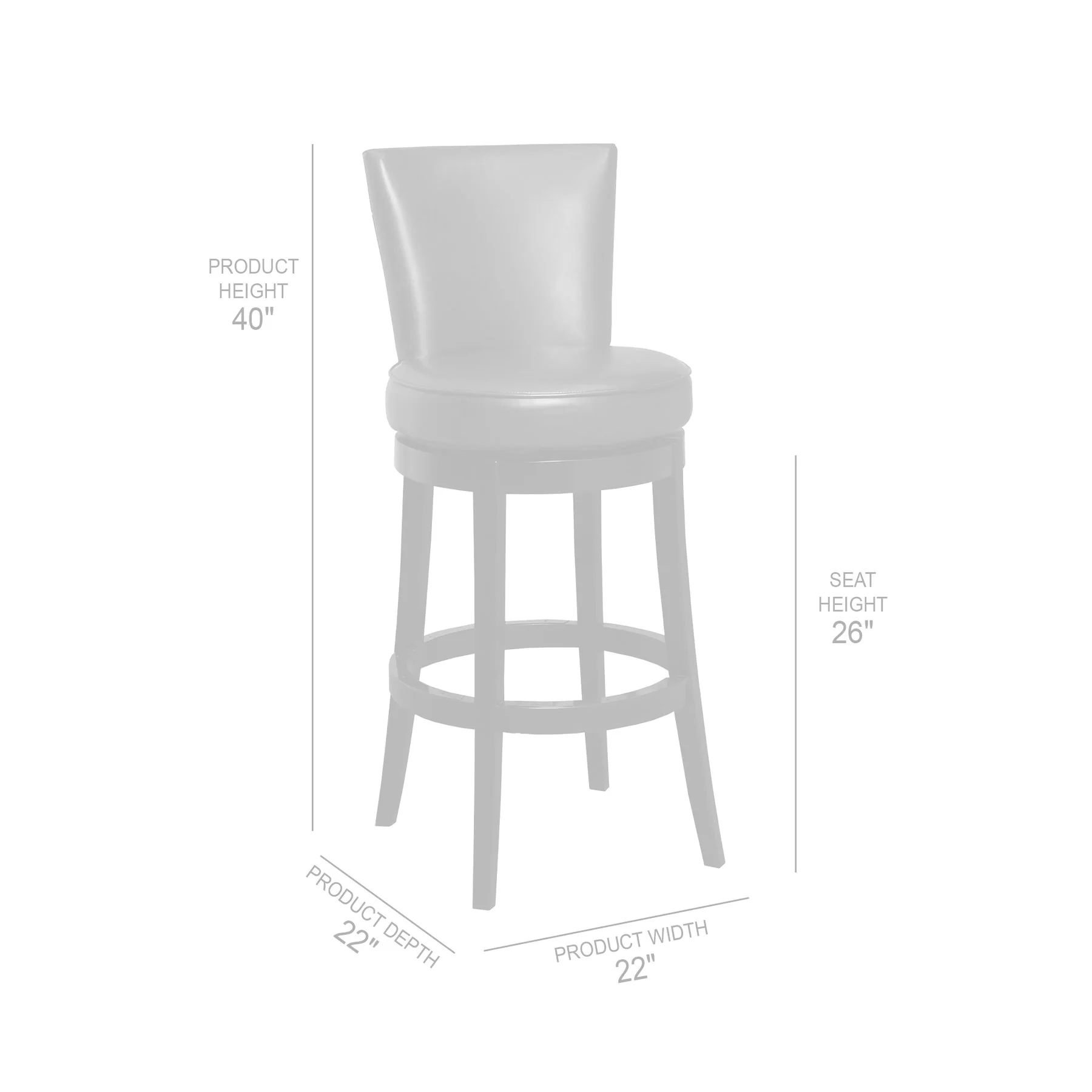 Boston 26" Counter Height Swivel Red Faux Leather and Black Wood Bar Stool - Image 3