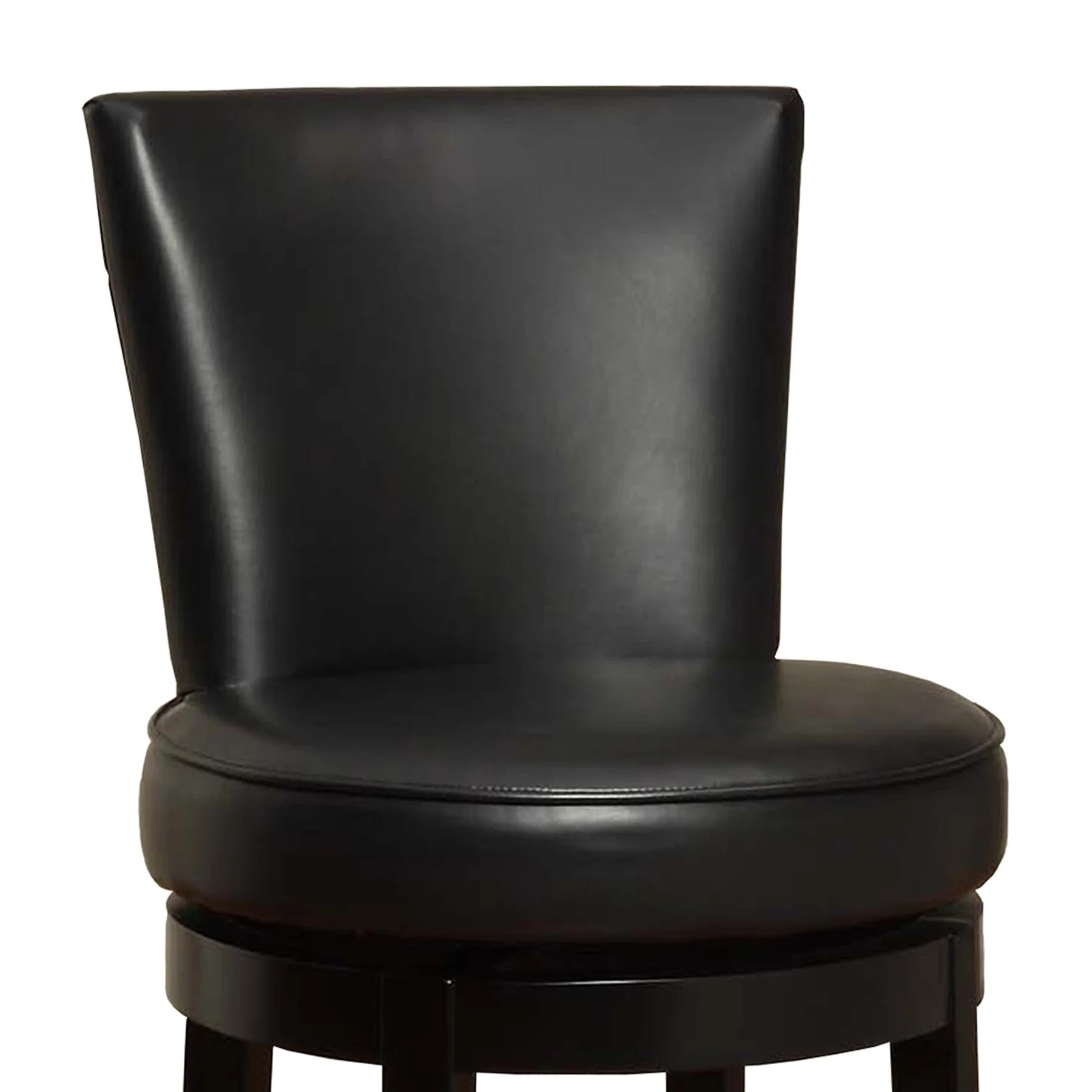 Boston 30" Bar Height Swivel Black Faux Leather and Black Wood Bar Stool - Image 2
