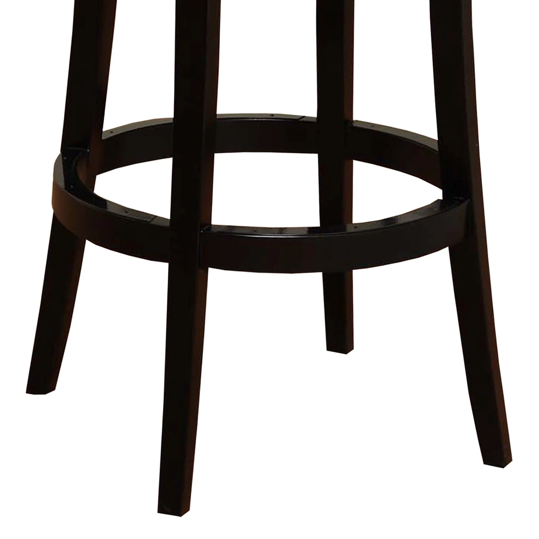 Boston 30" Bar Height Swivel Black Faux Leather and Black Wood Bar Stool - Image 3