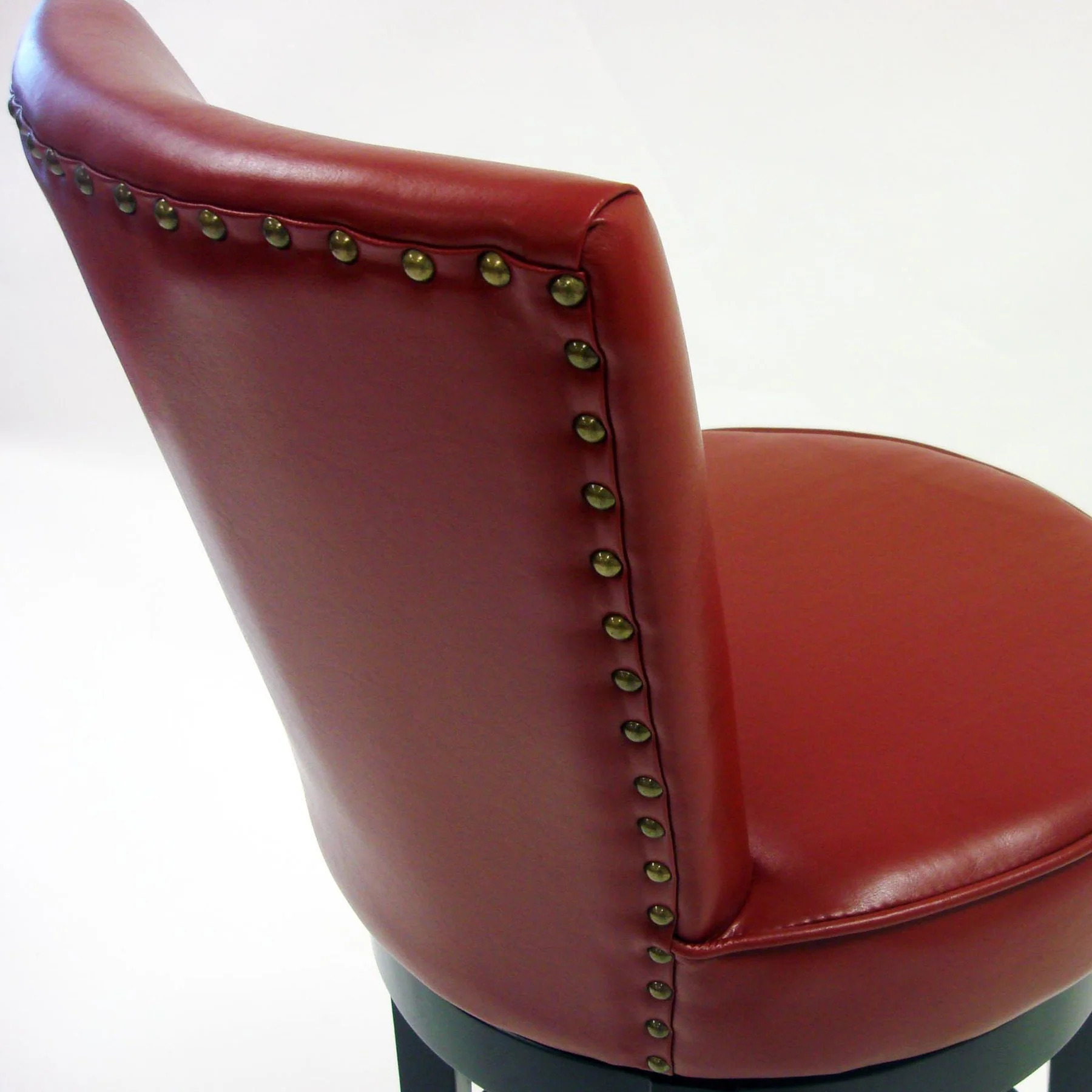 Boston 30" Bar Height Swivel Red Faux Leather and Black Wood Bar Stool - Image 2