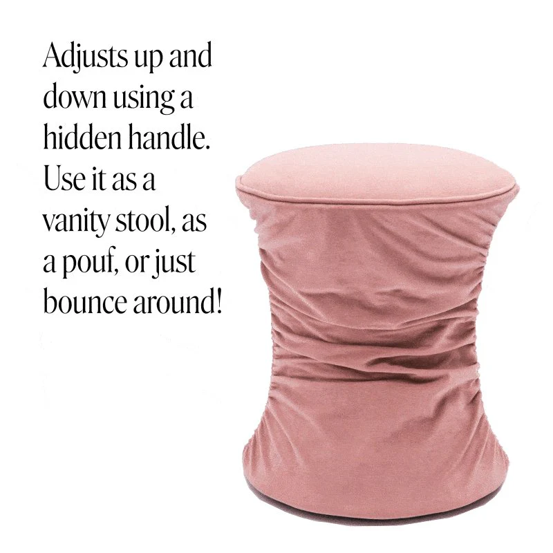 Bounce Rose Pink Ruched Velvet Adjustable Ottoman - Image 3